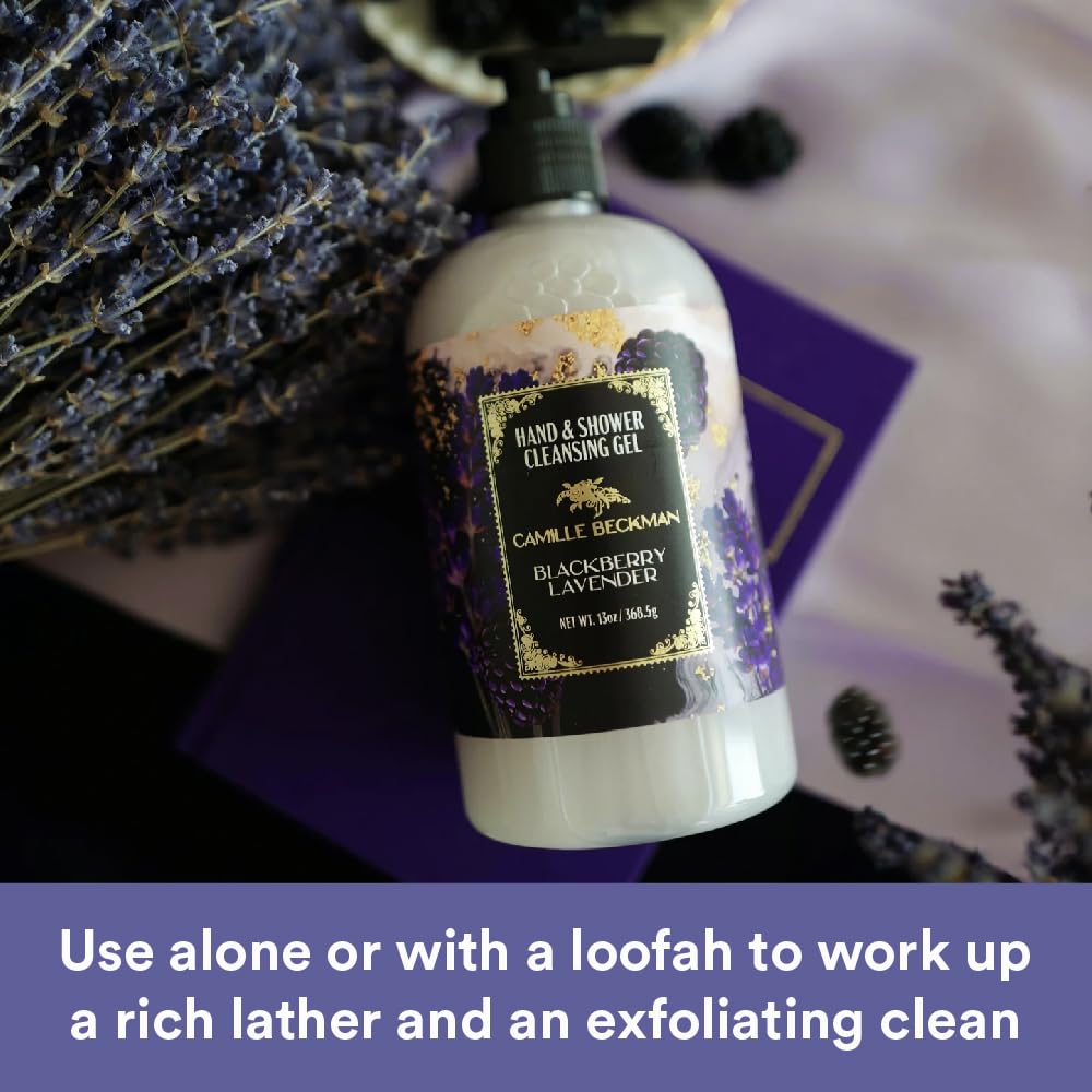 Camille Beckman Hand and Shower Cleansing Gel, Blackberry Lavender, 13 Ounce