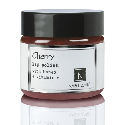 Cherry Lip Polish, 1 oz by Nabila K - Hydrating Lip Exfoliator & Moisturizer with Honey and Vitamin E for Dry and Chapped Lips - Cruelty-Free, Real Sugar, Made in USA