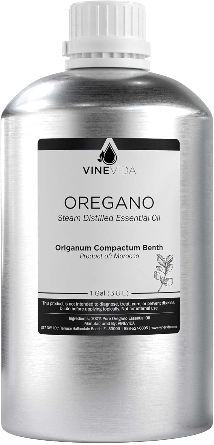 VINEVIDA Oregano Essential Oil - Gallon Oregano Oil Undiluted - Bulk Gallon Essential Oil for Soap Making Safe for Skin - DIY Candle Scents for Candlemaking Scents - 8 lbs Oregano Oil