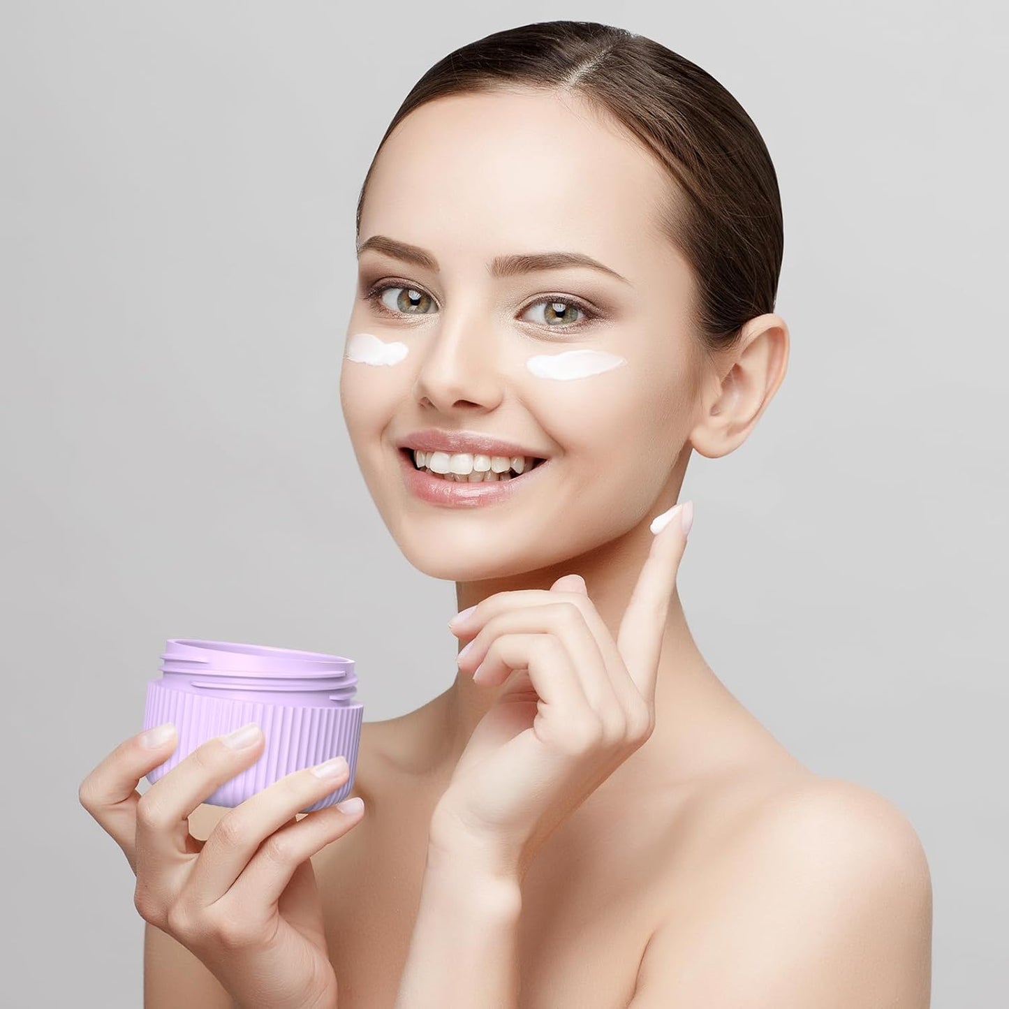 ME.FAN Travel Containers for Toiletries, TSA Approved 1.5 oz Silicone Cream Jars, Leak-proof Journey Containers, Trip Accessories with Lid for Cosmetic Face Hand 4 Pack White Lid - Bright