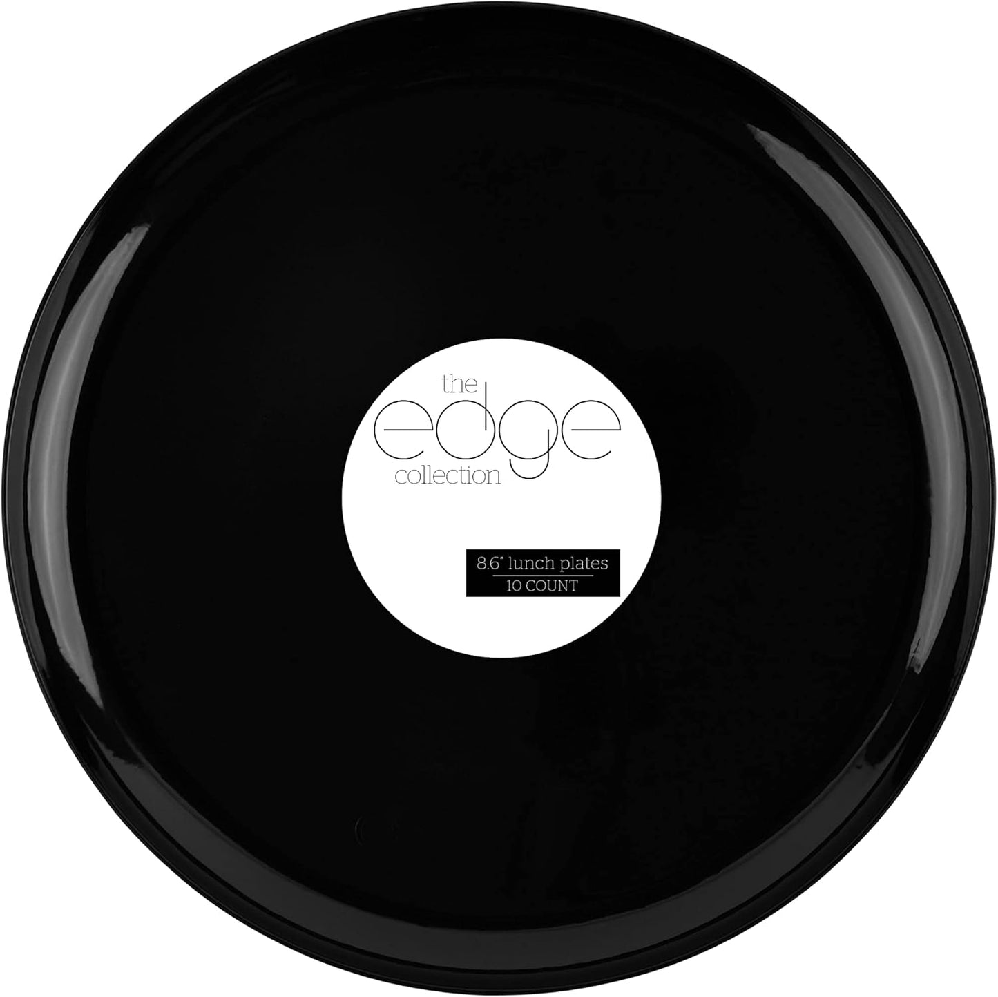 PLASTICPRO [30 Pack 8.6 Plastic Party Plates Edge Collection Black Premium heavyweight Elegant Disposable Tableware Dishes Black