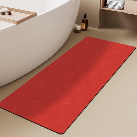 Christmas Bath Mat, Red Bathroom Rugs Non Slip Washable Thin Absorbent Bath Mat Fits Under Door Bathroom Floor Mat Perfect for Bath, Shower, or Sink 24"x70" Red