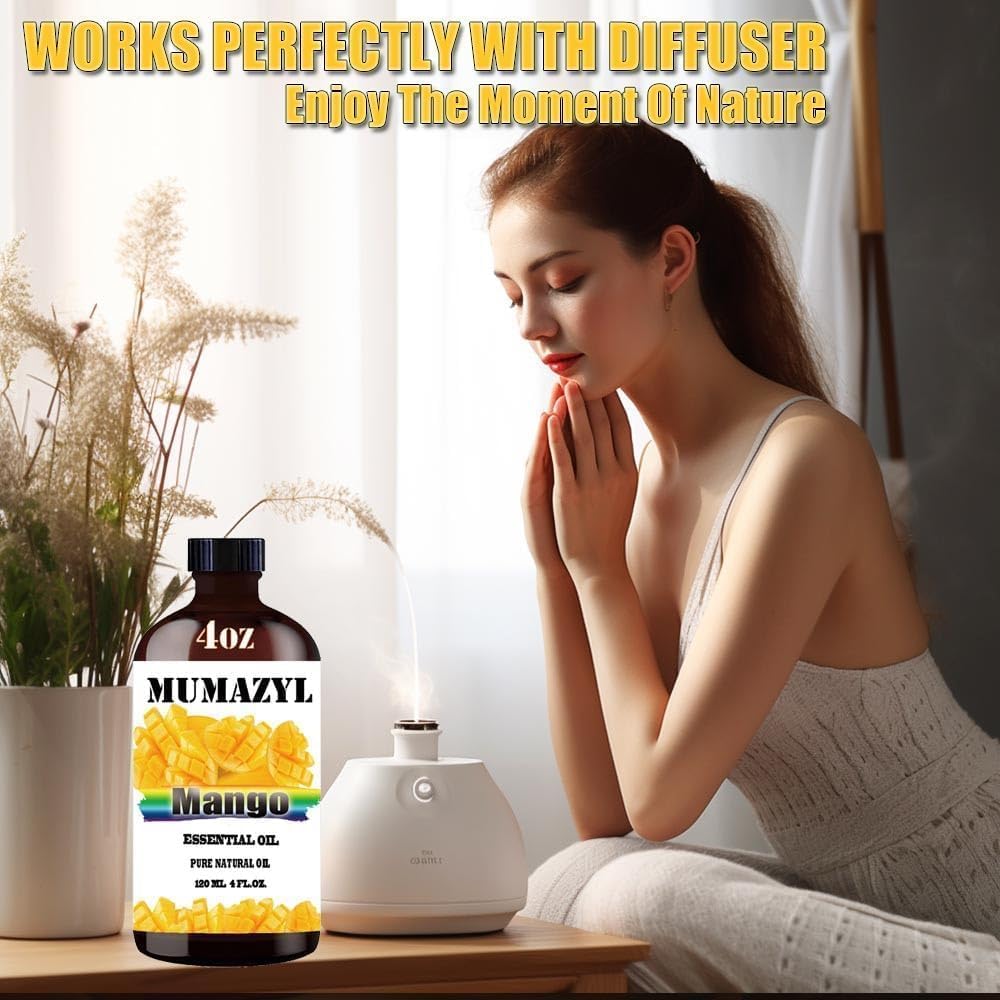 Mango Essential Oil, Mango Oil 4 Fl Oz 120ML for Diffuser Humidifier Yoga Cleaning DIY Candle Soap Making Essential Oils