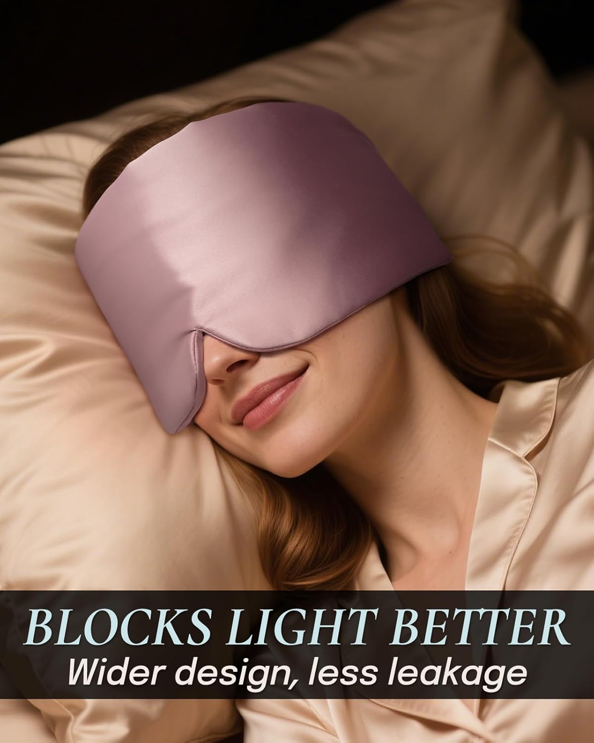 Zenssia Satin Sleep Mask for Women and Men, Lightweight Padded Eye Mask with Adjustable Strap, Comfort Blackout for Travel and Nap - Light Plum