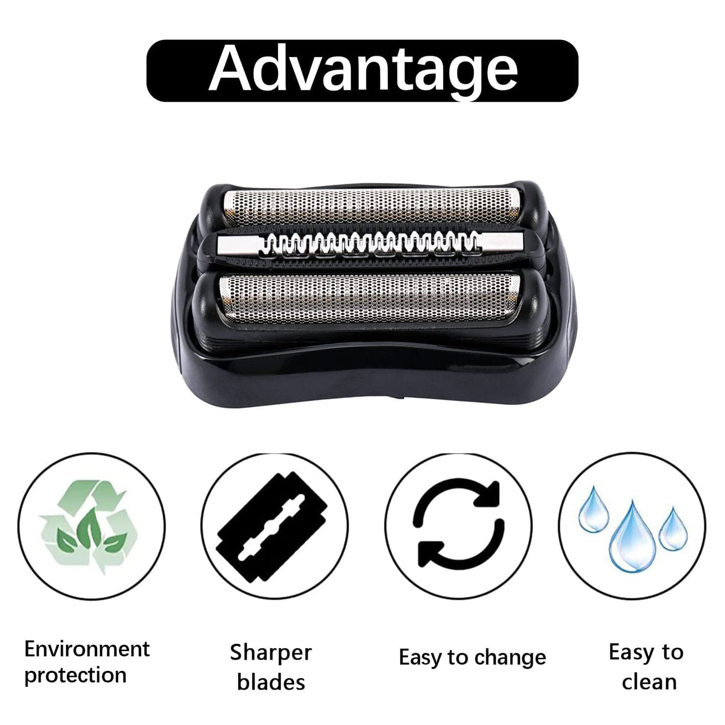 21B Shaver Blades for Braun Series 3 Replacement Head&for Braun s3 Wet and Dry Replacement Head, 21B Foil and Cutter Compatible with Braun Series 3 Electric Razors 300s,310s,3010s,3040s,5409,340s-4