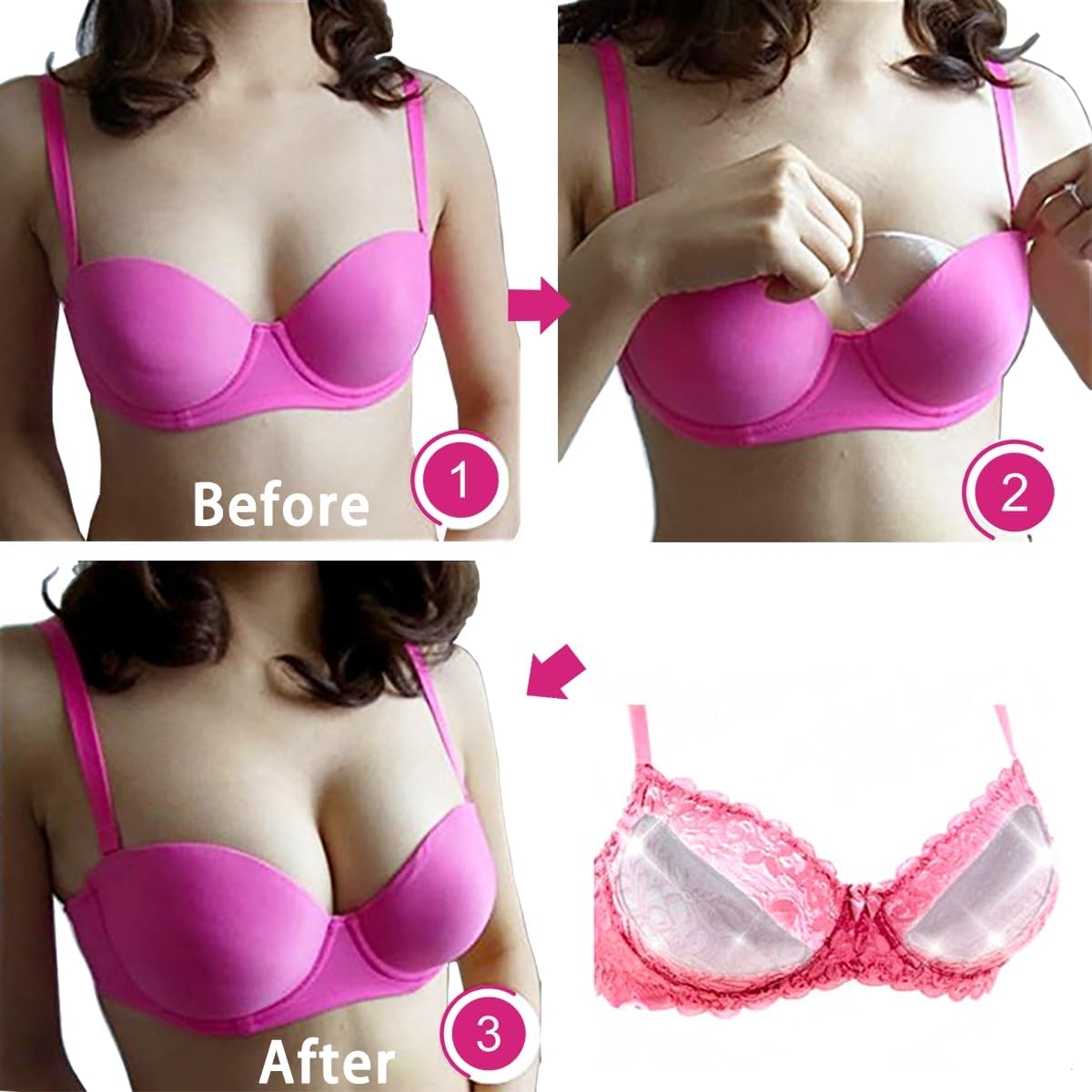 Women Soft Silicone Bra Inserts Breast Chest Enhancer Pads Push-up/Gathering for A/B/C Cup