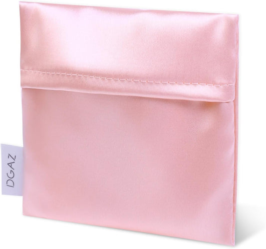 DGAZ Silk Sanitary Napkin Storage Bag, Period Bags for Teen Aged Girls, Portable for Panty Liners/Menstrual Cup/Small Tampons，Mini Makeup Bags for Purse(Bubblegum)