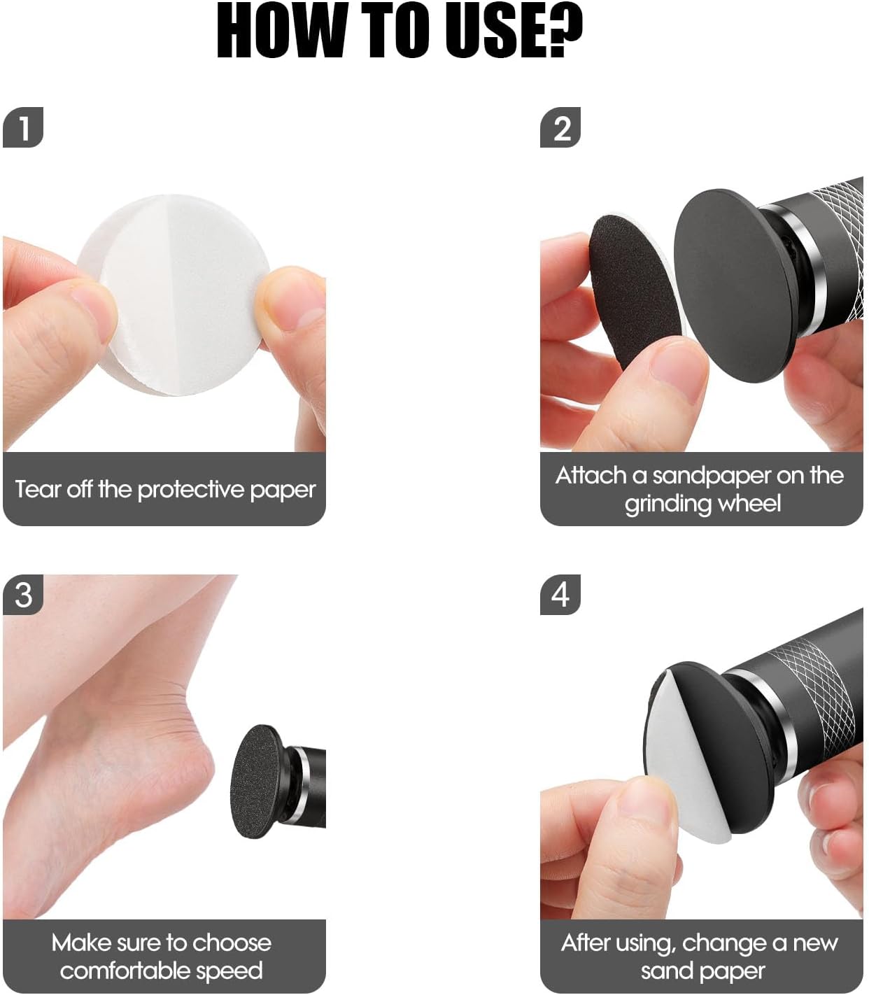 60-Piece Replacement Sandpaper Refill Discs for Electric Foot File Callus Remover Tools, for Man Women Dead Skin, Hard Cracked Skin, Dry Skin