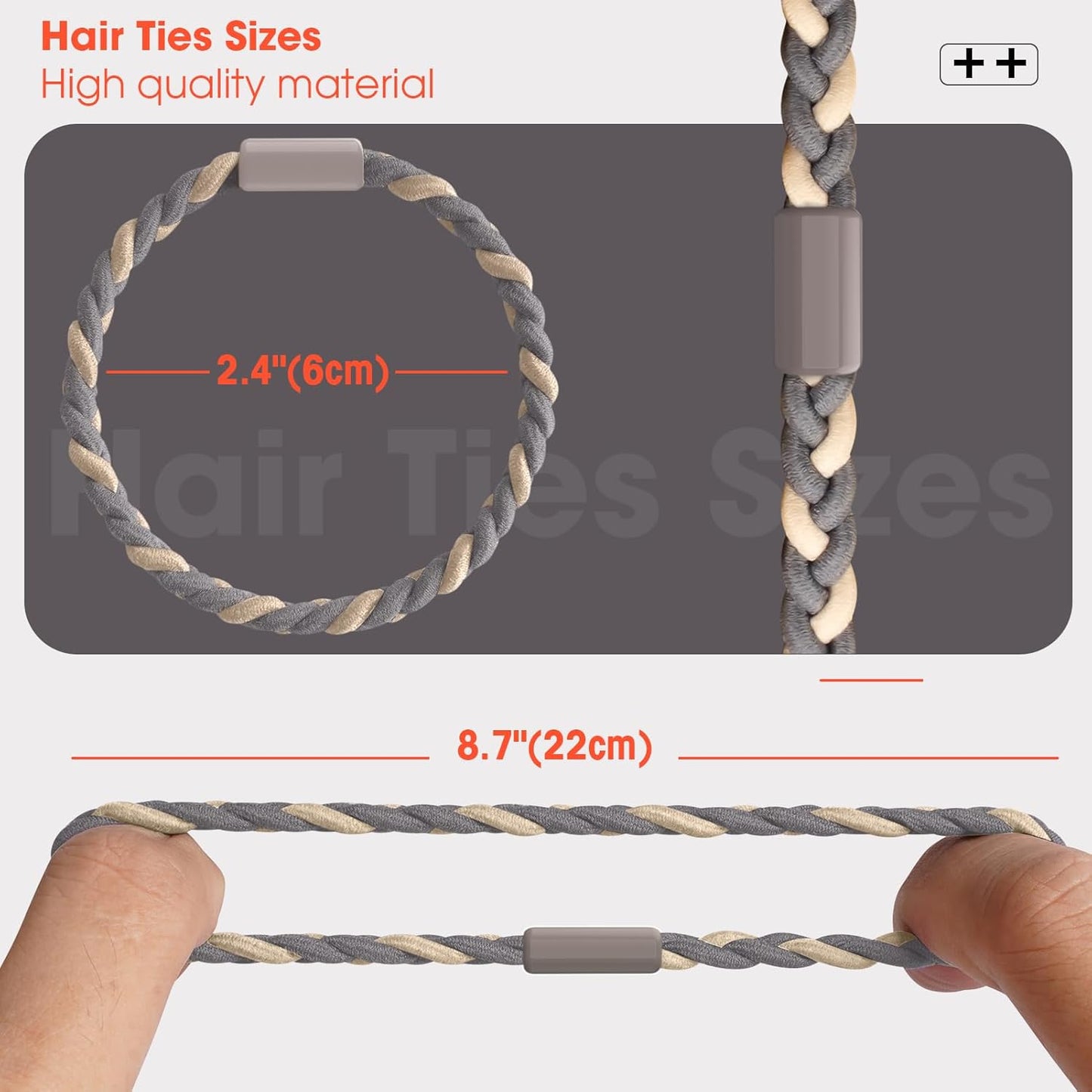 EasYoung 10pcs Braided Elastic Buns Hair Coils for Curly/Long Thick Dense Hair - No Crease, Suitable for Men & Women