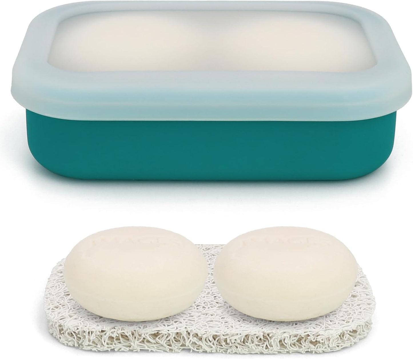 Enhanced Leak Proof Travel Soap Case, AIMAIAIMAI Silicone Soap Container with Draining Layer, Portable Bar Soap Holder for Bathroom, Camping, Gym, Easy to Clean (Translucent & Green)