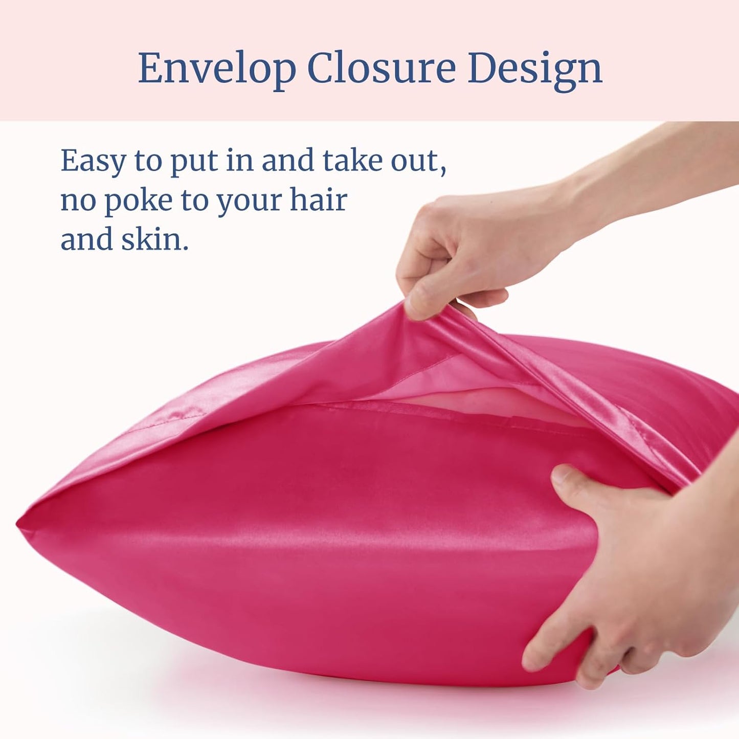 BEDELITE Satin Pillowcase for Hair and Skin, Super Soft Similar to Silk Pillow Cases 4 Pack with Envelope Closure, Cooling Pillowcases for Women Men (20"x40" King Size, Hot Pink)