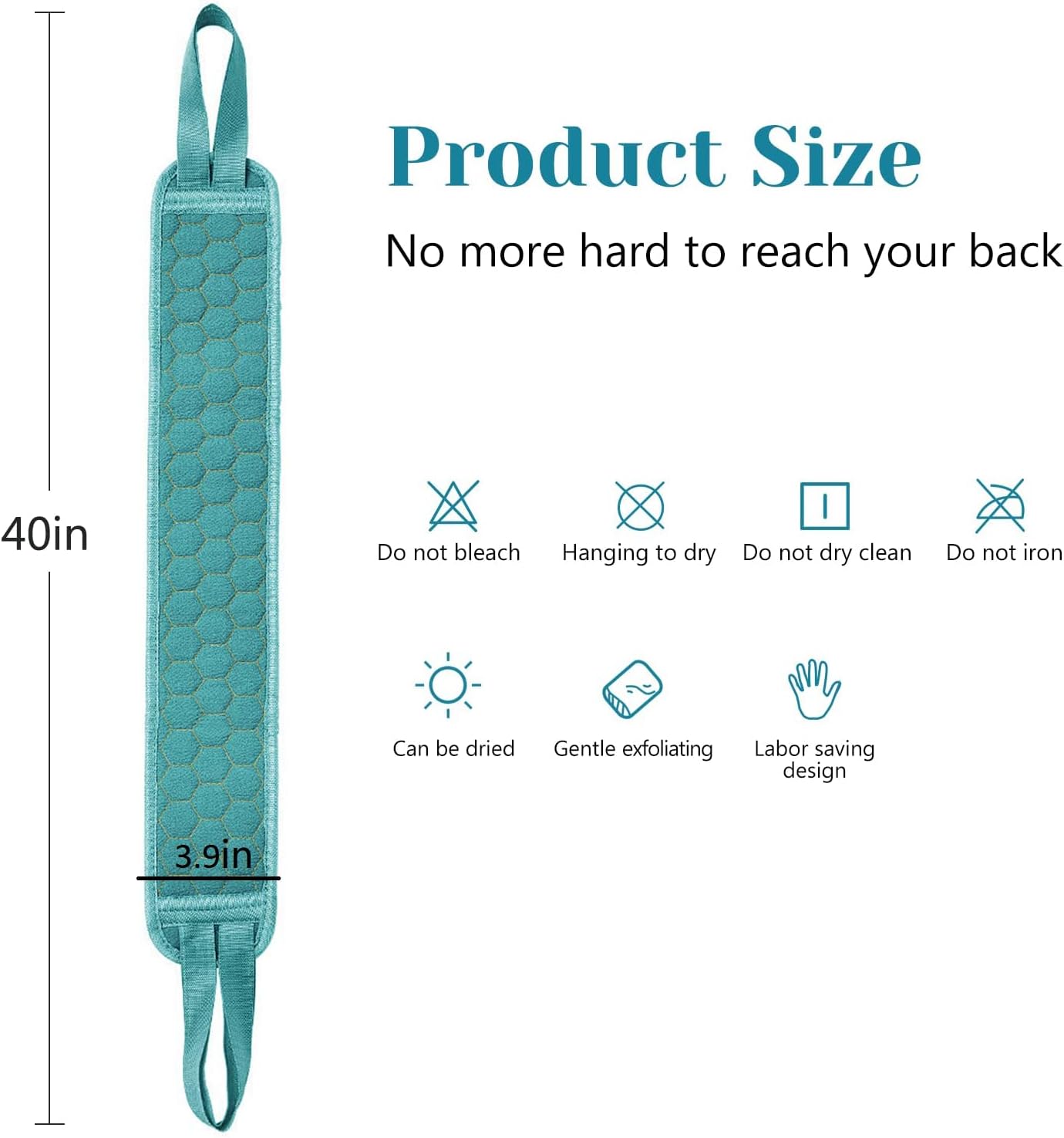 Inmorven Back Scrubber for Shower Exfoliating Body Scrubber 40 inch Double-Sided Back Exfoliator Scrub Towel, Bath Body Brush Widened Back Washer with Handle for Men and Women Green