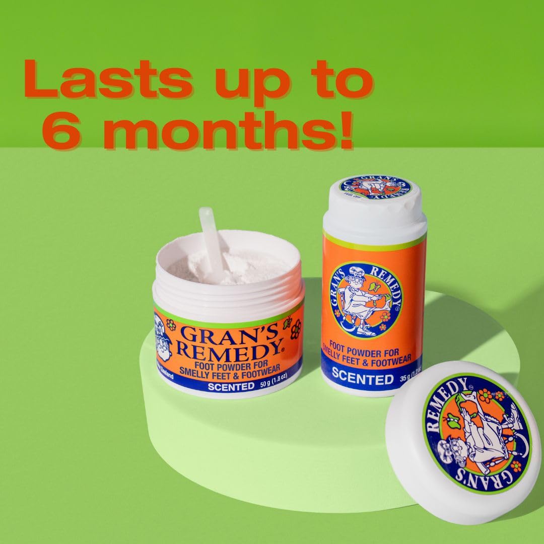 Gran's Remedy Scented Foot Powder - Effective Odor Eliminator & Moisture Absorbing Shoe Deodorizer for Shoes and Feet - Travel Size Freshness - Citrus