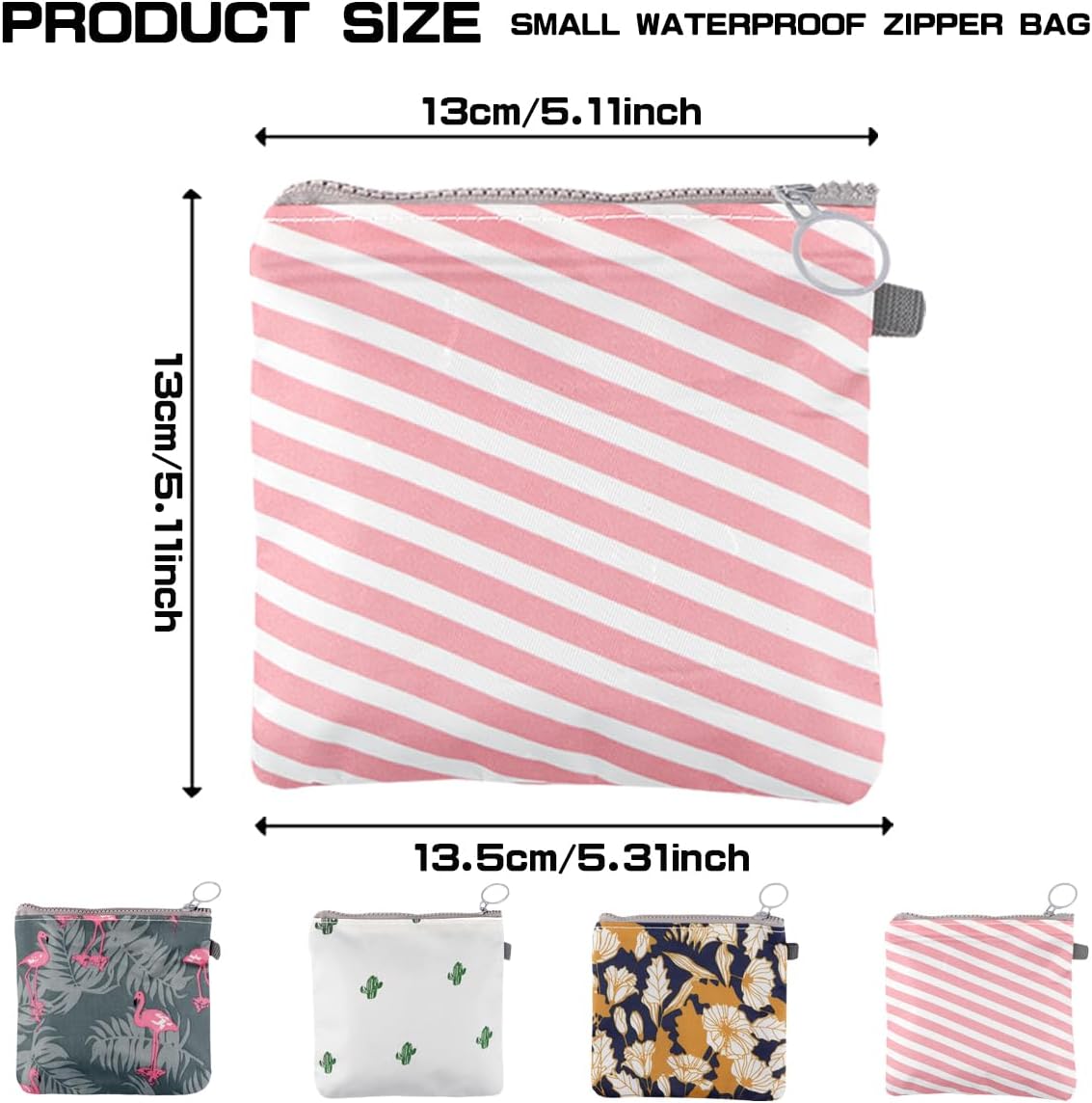 Sanitary Pad Storage Bag Napkins Bag with Zipper Portable Mini Storage Bag Teen Girls Women Washable Period Bag Traveling Tampons Collect Bag 4Pcs