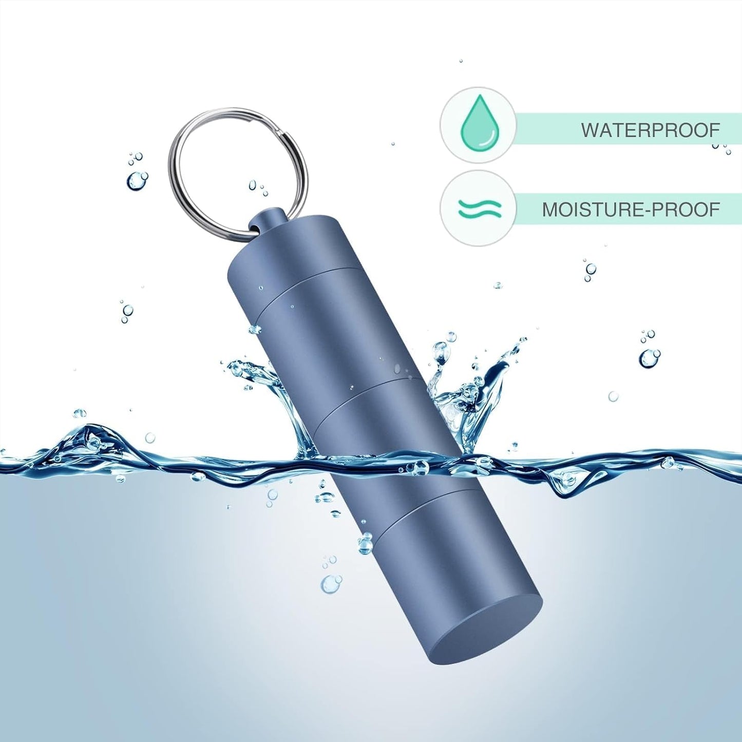 Opret Keychain Pill Holder, 3 Compartments Metal Small Pill Case, Waterproof Portable Travel Pill Box, Pill Container for Purse (Blue)