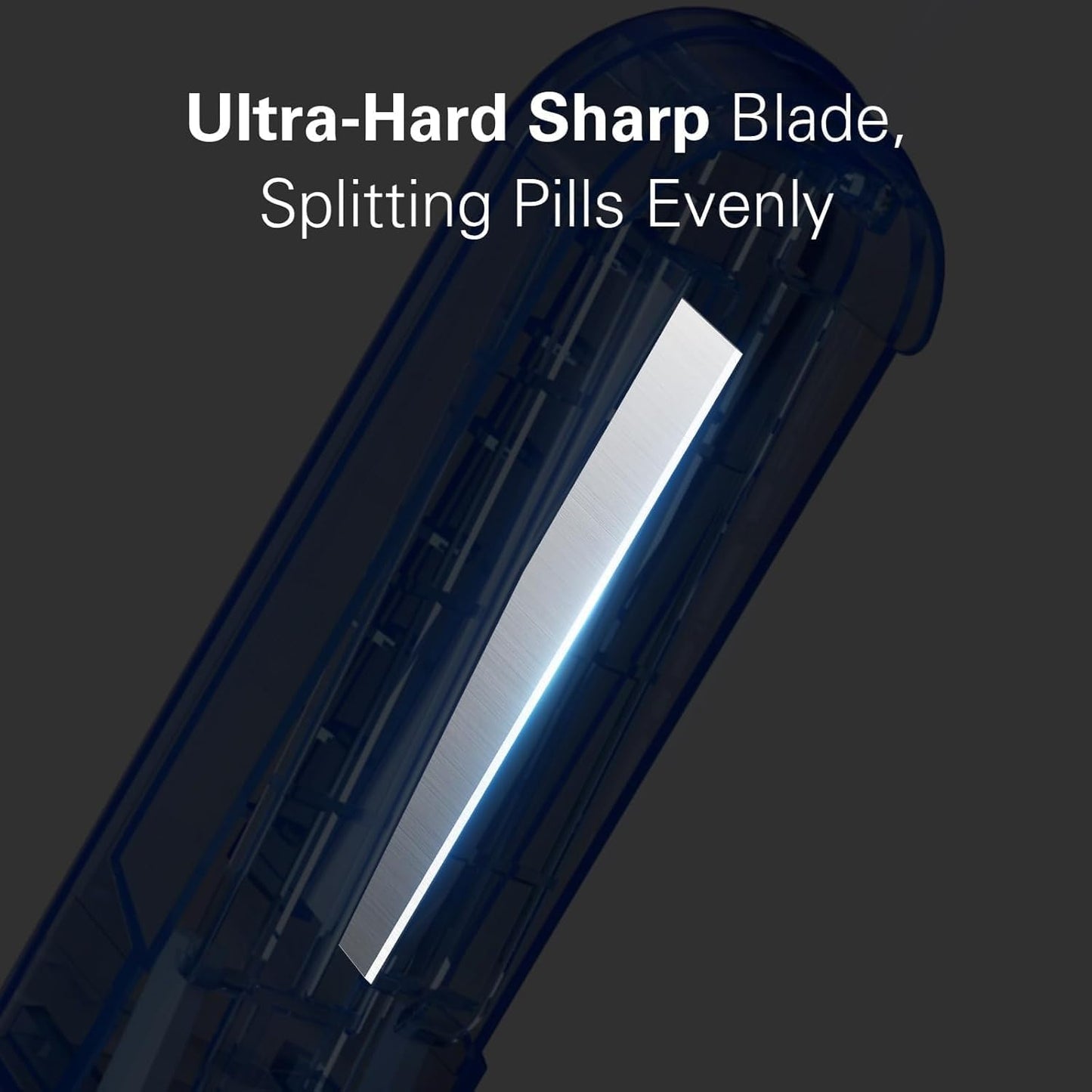 ONE PIX Pill Cutter Splitter for Small and Tiny Pills, Pill Cutter for Cutting Multiple Pills at a Time in Half with Hidden Sharp Stainless Steel Blade, Cyan