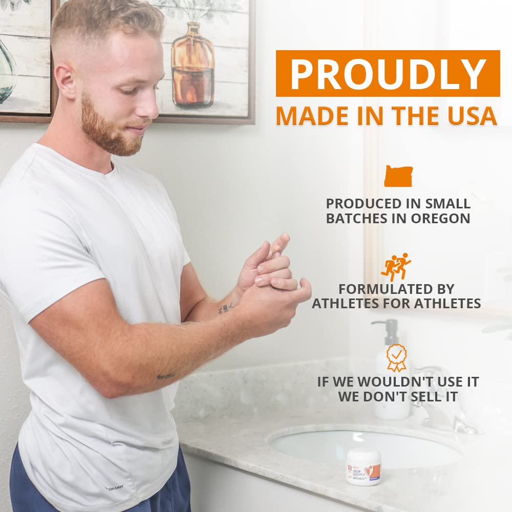 Shield Tea Tree Foot Cream with Lemongrass, Eucalyptus Oils to Soothe Eczema, Psoriasis, Rashes, Dry Itchy Feet 2 oz | Pair with Athlete's Foot Treatment, Ringworm Cream or other Foot Balms