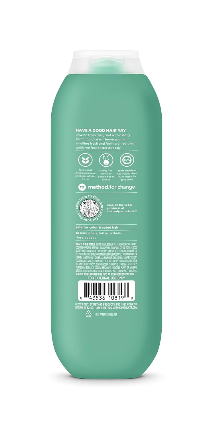 Method Everyday Shampoo, Daily Zen with Cucumber, Green Tea, and Seaweed Scent Notes, Paraben and Sulfate Free, 14 oz (Pack of 1)