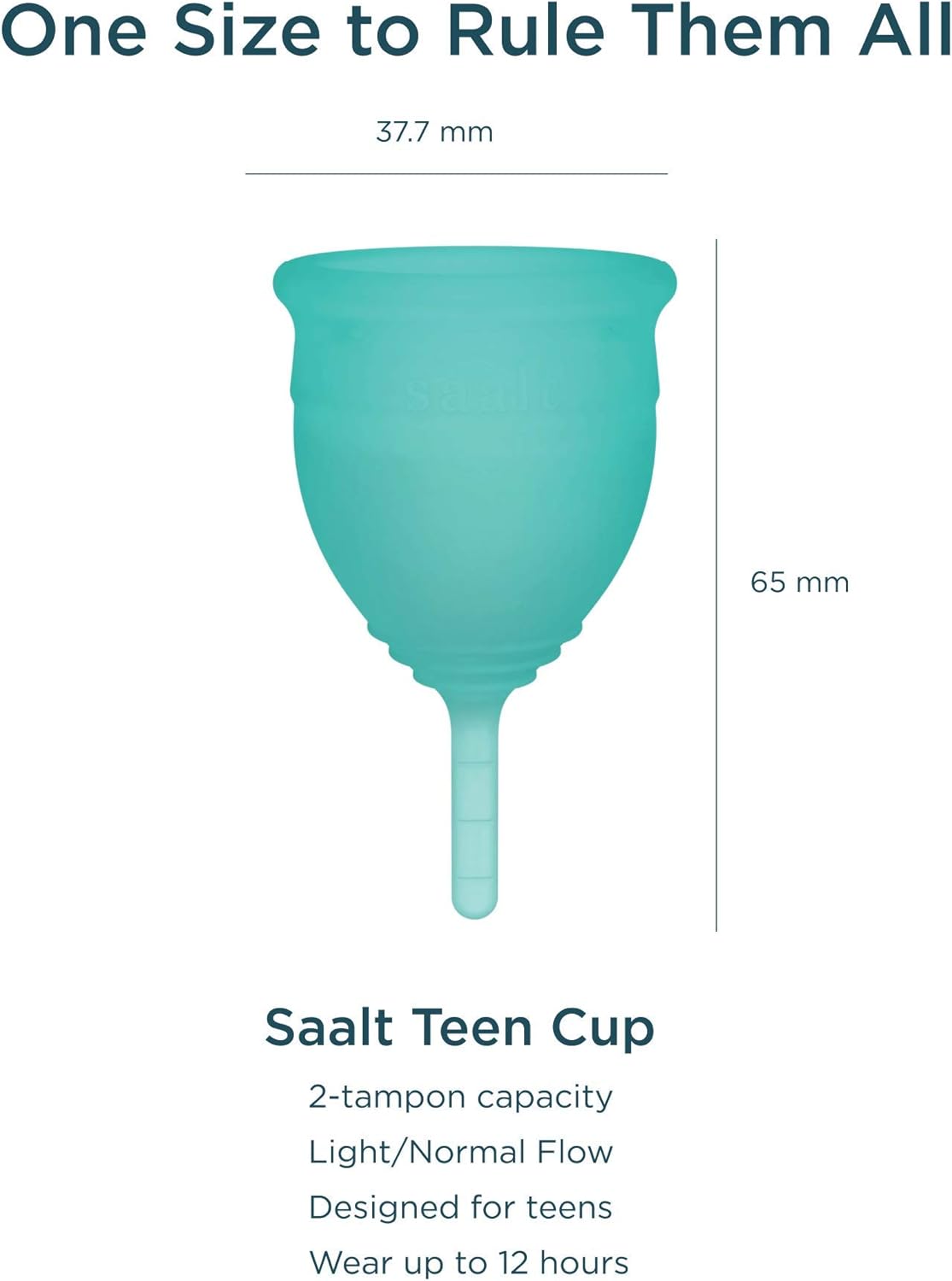 Saalt Teen Menstrual Cup – Reusable Period Cup – Made for Comfortable, Leak-Free Protection Up to 12 Hours – BPA & Latex Free - Wild Rose