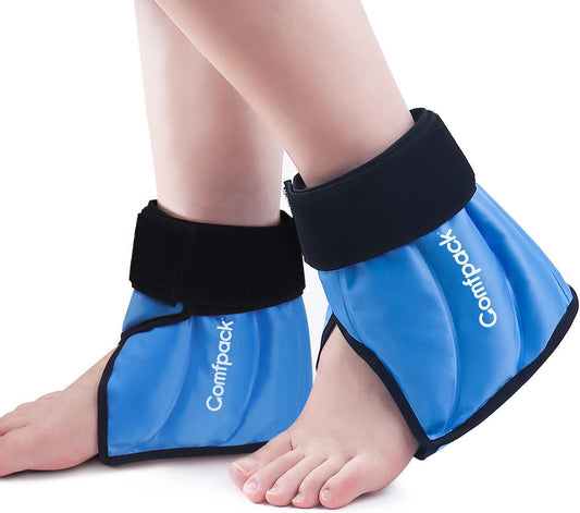 Ankle Ice Pack Wrap for Swelling, Heel Ice Pack for Pain Relief, Hot Cold Therapy Cold Pack for Plantar Fasciitis, Achilles Tendonitis, Ankle Sprain, Foot Pain, 2Packs