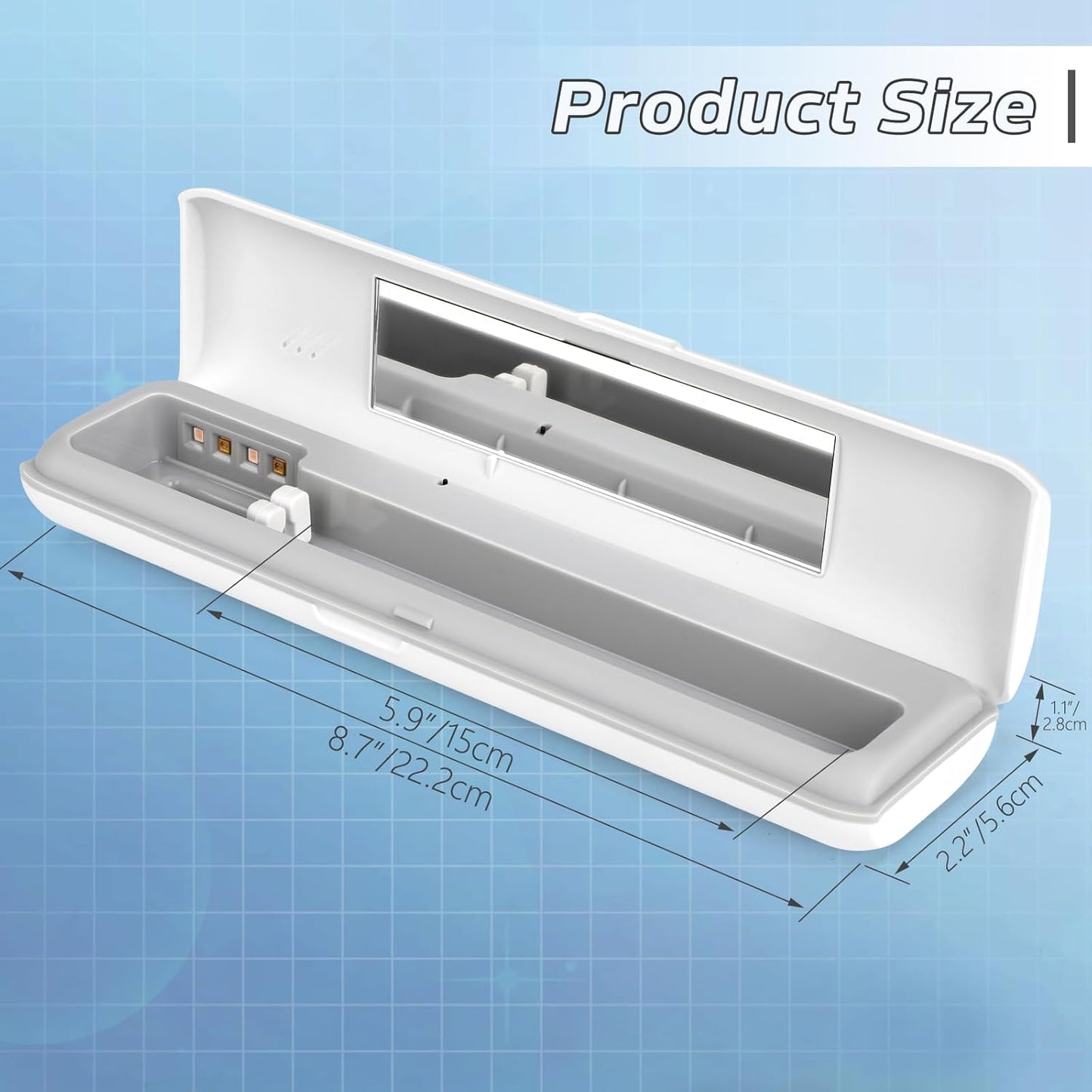 YourMate UVC Toothbrush Case Travel Toothbrush Covers Case for Houshold and Traveling Power by AA Battery or USB-C Cord White