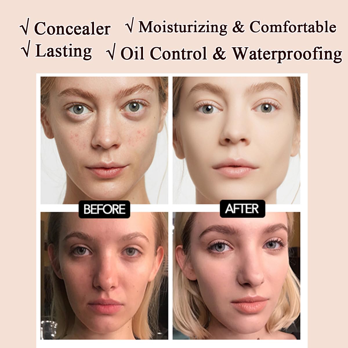 Air Cushion CC Cream Mushroom Head Foundation,BB Cream Makeup Foundation,Moisturizing Concealer,Long Lasting Full Coverage Waterproof,Even Skin Tone for All Skin Types (5# Light Yellow, 20g)