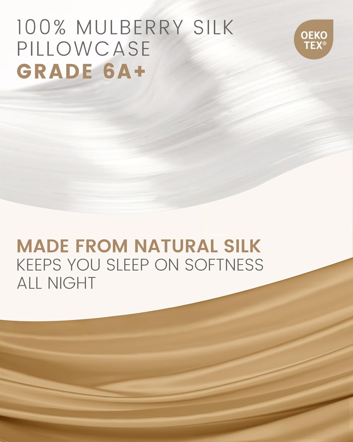 THXSILK Set of 2 100% Mulberry Silk Pillowcase for Hair and Skin Health, Soft Breathable and Smooth Pillowcases with Hidden Zipper, Both Sides Pure Silk, California King 20"x40", Metallic Gold