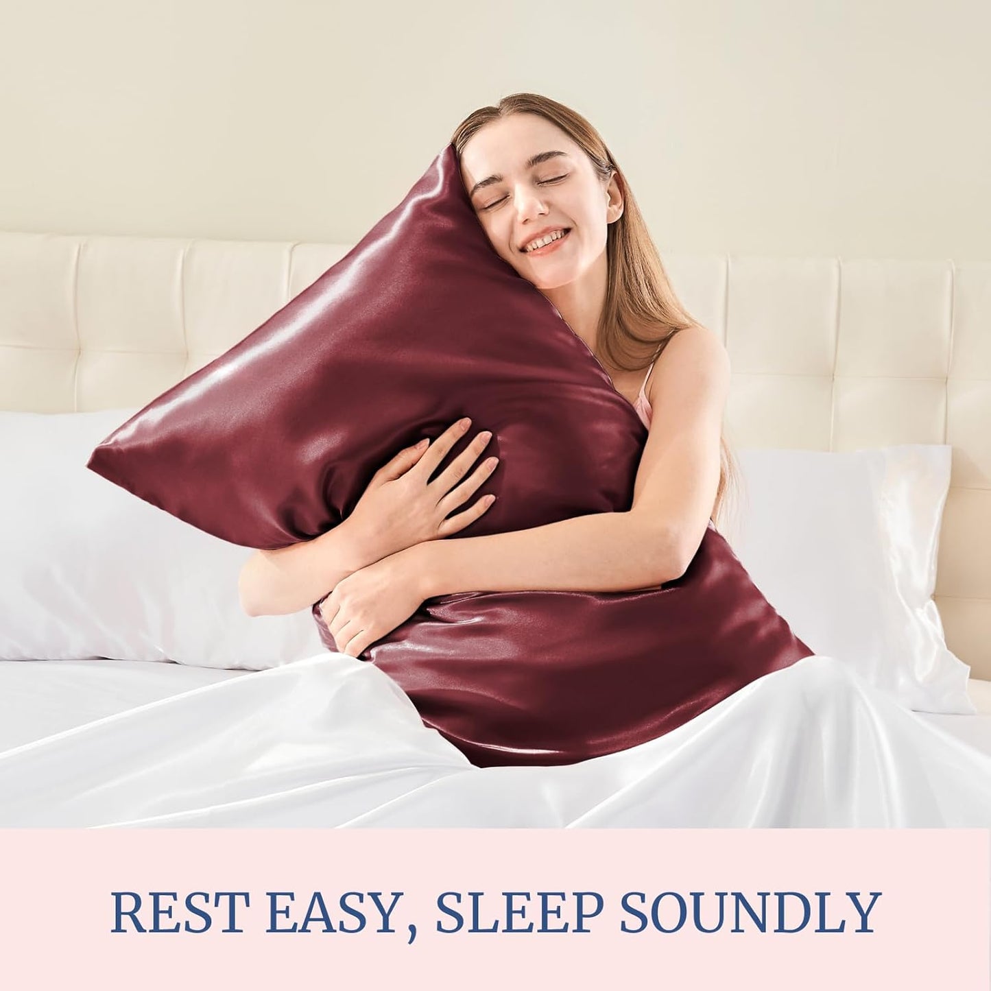 BEDELITE Satin Pillowcase for Hair and Skin, Super Soft Similar to Silk Pillow Cases 4 Pack with Envelope Closure, Cooling Pillowcases for Women Men (20"x26" Standard Size, Burgundy)