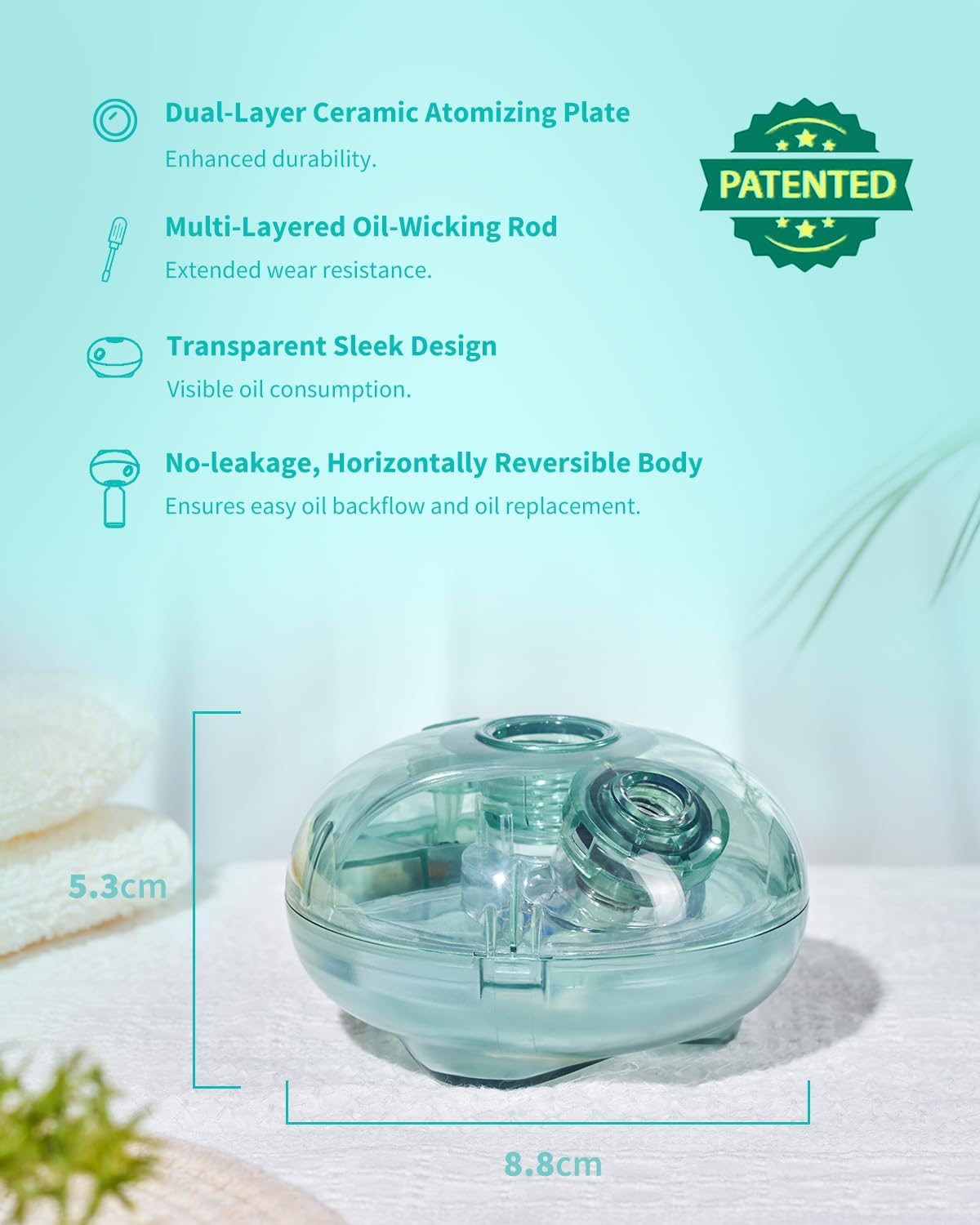 Waterless Essential Oil Diffuser, Upgraded Cordless Rechargeable, Aromatherapy Scent Air Machine, Portable Nebulising Diffuser for Home, Bedroom, Bathroom, Room, Office, Car