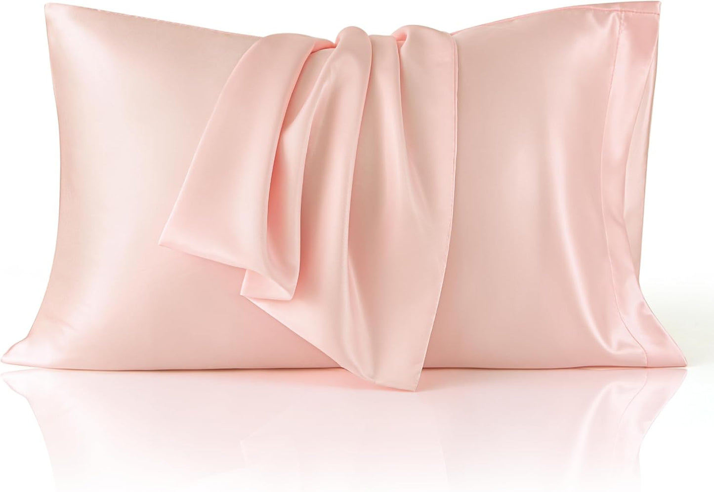 Bedsure Satin Pillowcase 2 Pack Similar to Silk Pillow Cases Standard Size, Pillow Case for Sleeping Women with Envelope Closure, Gifts for Women Men, Coral, 20x26 Inches, 2pcs