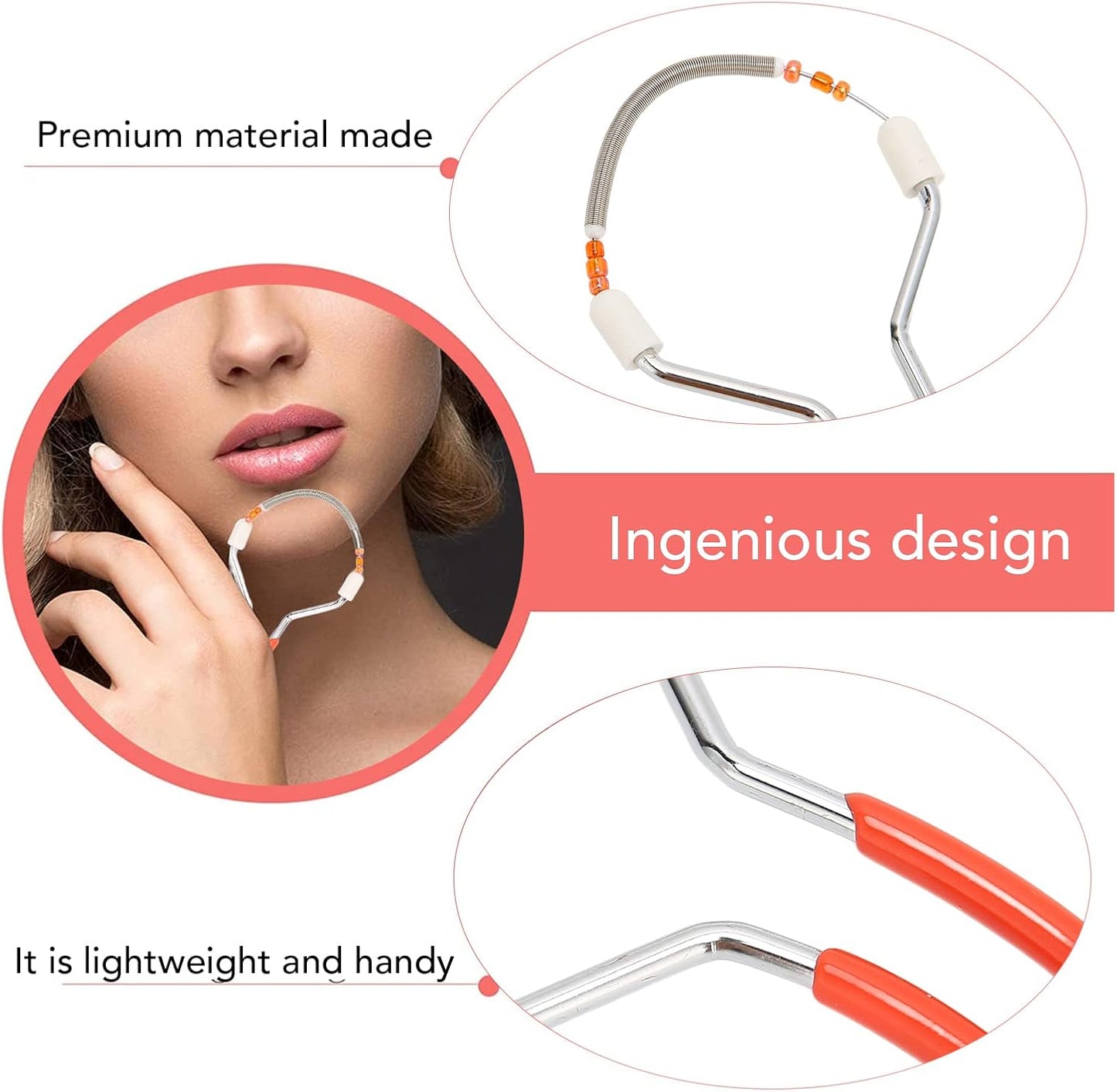 HURRISE 3pcs Hair Remover, Women Spring Threading Epilator, Portable Face Lips Hair Removal Plastic Spring Device for Face Lip Hair Removal