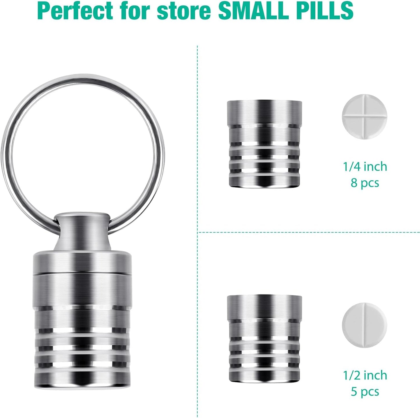 Micro Pill Holder with Keychain Necklace, Opret Titanium Pill Container for Travel Purse Pocket, Waterproof Pill Case for Emergency Aspirin & Nitroglycerin, Pill Necklace for Women and Men