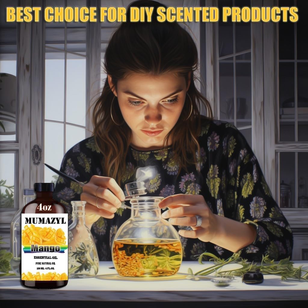 Mango Essential Oil, Mango Oil 4 Fl Oz 120ML for Diffuser Humidifier Yoga Cleaning DIY Candle Soap Making Essential Oils