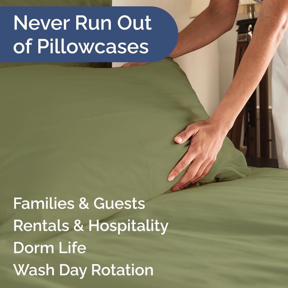 Standard Pillow Cases Set of 6 - Ultra Soft Hotel Quality Pillowcase Covers - Comfy & Wrinkle Free - Shrink, Stain and Fade Resistant - Machine Washable Pillow Protectors - 6 Piece Set - Sage Green