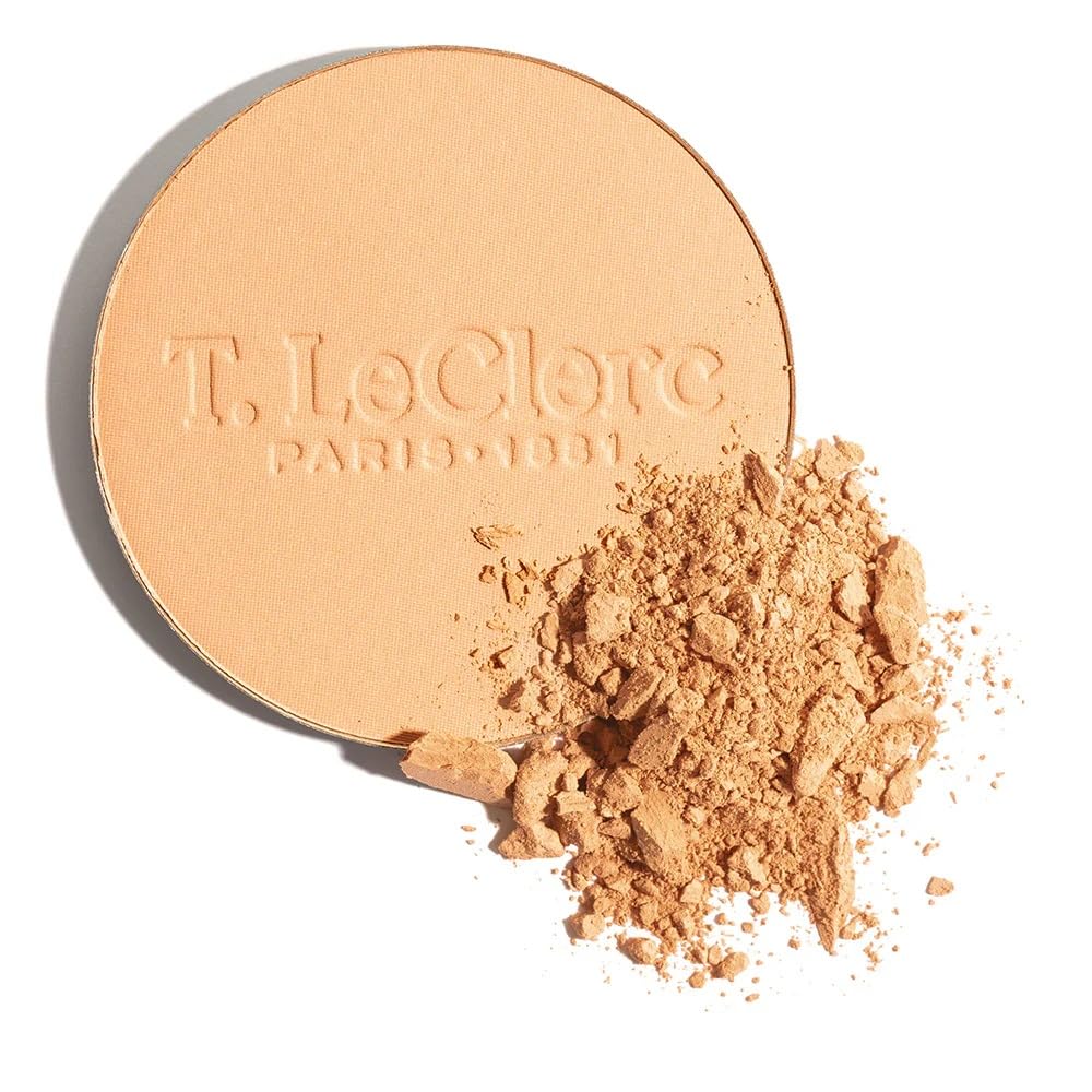 T.LeClerc Rice Compact Powder – Anti-Aging Pressed Powder with Brown Rice Ferment – Long-Lasting Natural Matte Finish – Moisturizing | Non-Comedogenic Face Powder (ABRICOT, 9G)