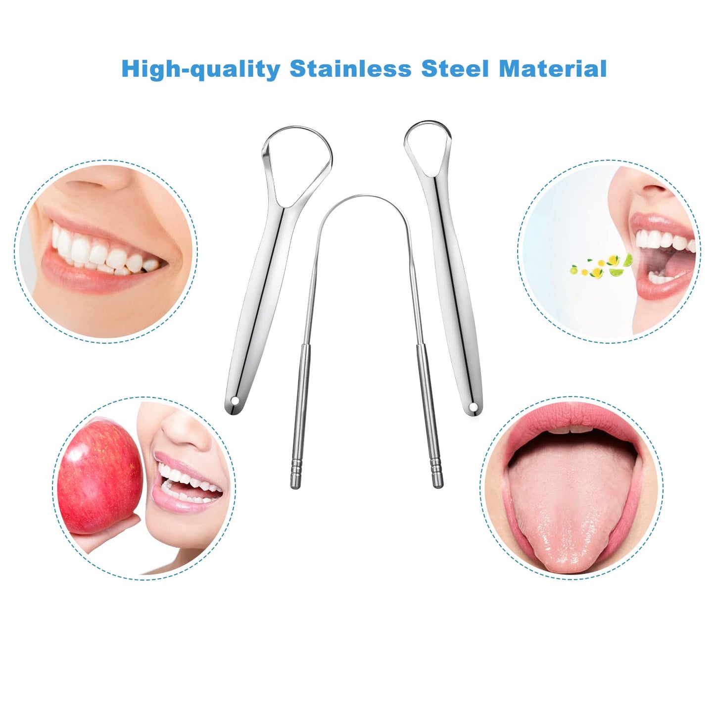 3 PCS Metal Tongue Scraper, Tongue Scrapers for Adults, Stainless Steel Tounge Scrappers, Tounge Scraper, Portable Tongue Scrappers YLYL
