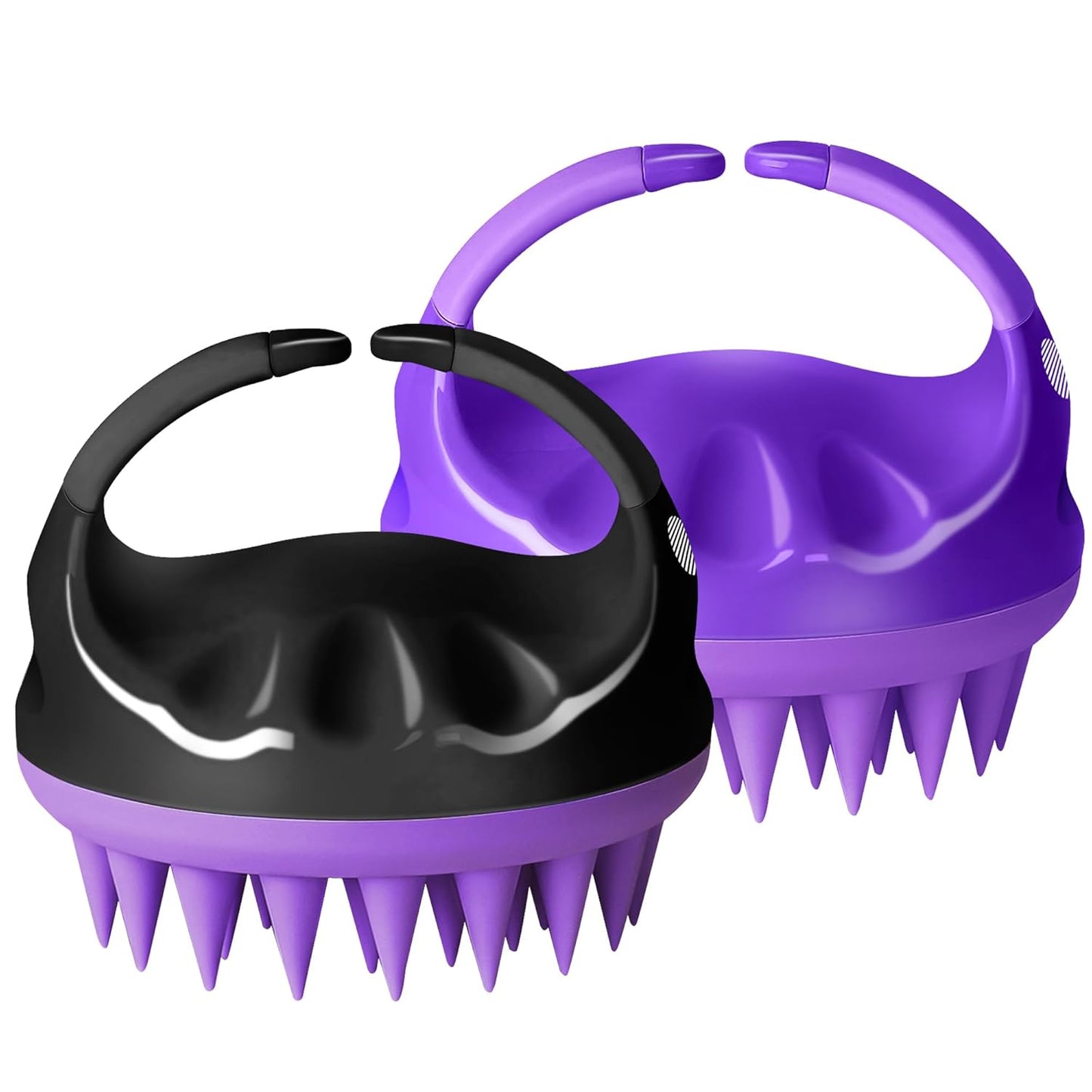 HEETA Scalp Massager with Soft Silicone Bristles - Removes Dandruff, Relieves Itching, Shampoo Brush for Hair Care & Scalp Relaxation (Black & Dark Purple)