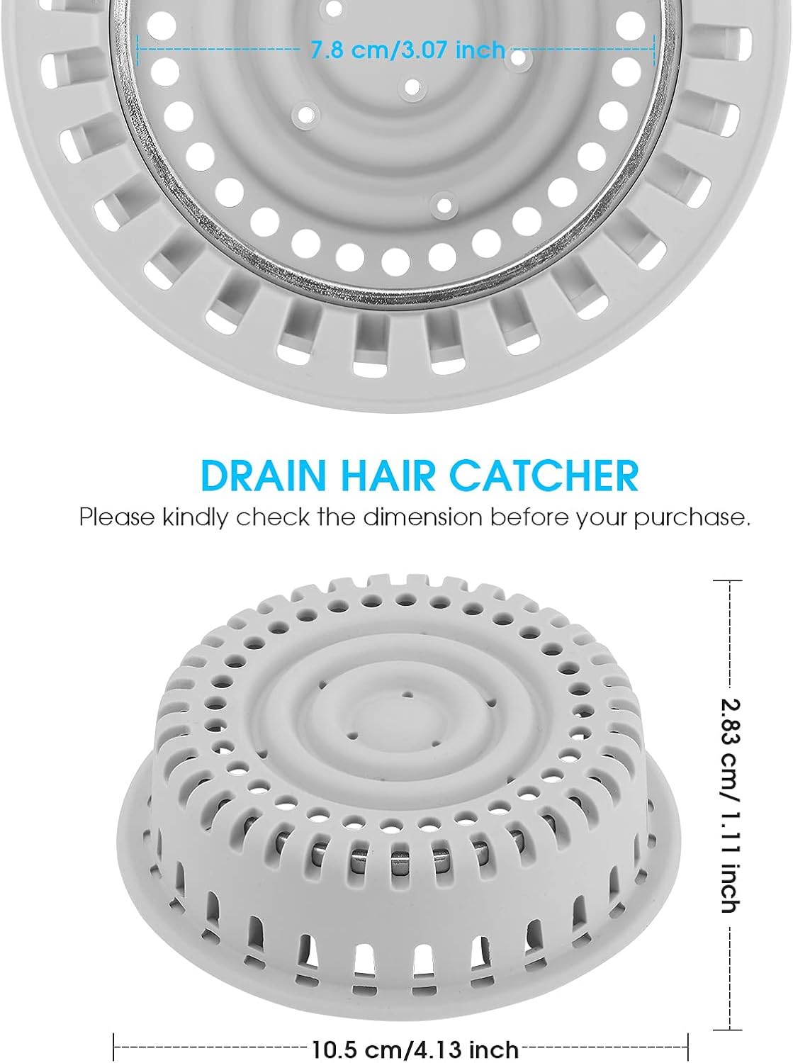 Drain Hair Catcher, Upgraded Protector with Silicone & Stainless Metal Designed for Pop-Up and Regular, Effective Without Slowing Drainage