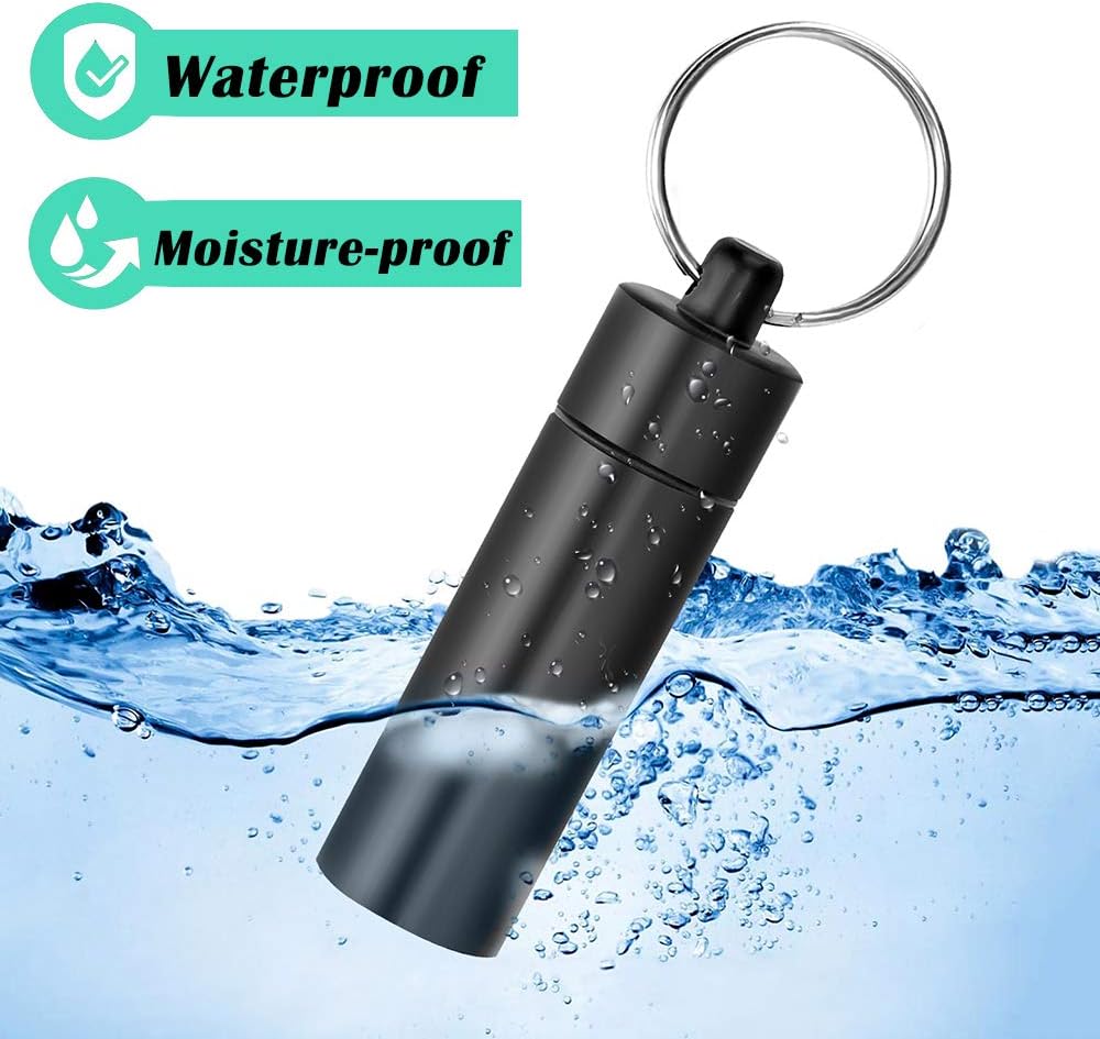 3 Packs Keychain Pill Holder, EFFIET Waterproof Pill Fob Case Box Outdoor Container for Emergency Medicine, Foam Earplug Storage Case with Ear Plugs (Black)