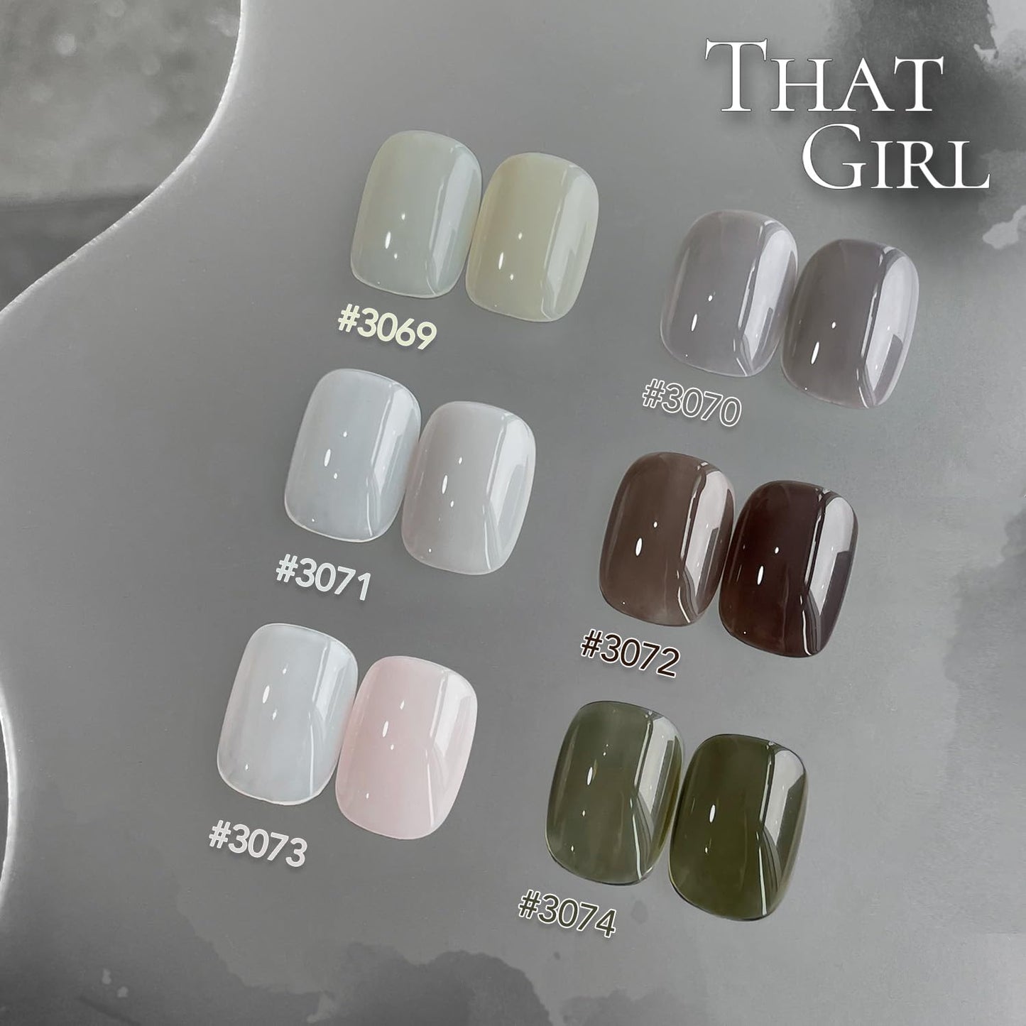 GAOY Milky Black Gel Nail Polish of 6 Creamy Nude, Gray, Green Colors Sweet Salt Style for Salon Gel Manicure and Nail Art DIY at Home