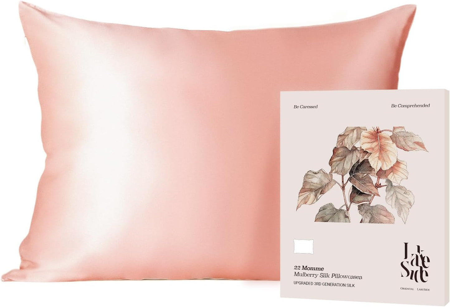Oriental Lakeside® 100% Pure 22 Momme Mulberry Silk Pillowcase with Hidden Zipper - Nighttime Skincare & Hair Care Hydrating Pillow Cover