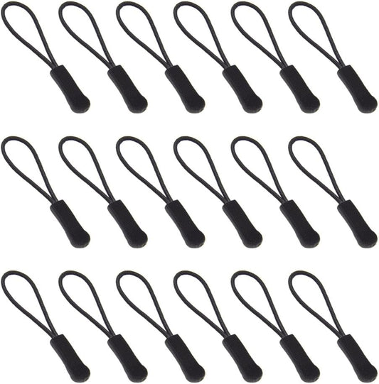 Ruidee 50 Pieces Zipper Pulls Zipper Tabs Zipper Pull Cord Extender Replacement Zipper Pulls for Backpacks, Jackets, Luggage, Purses, Handbags（Black）