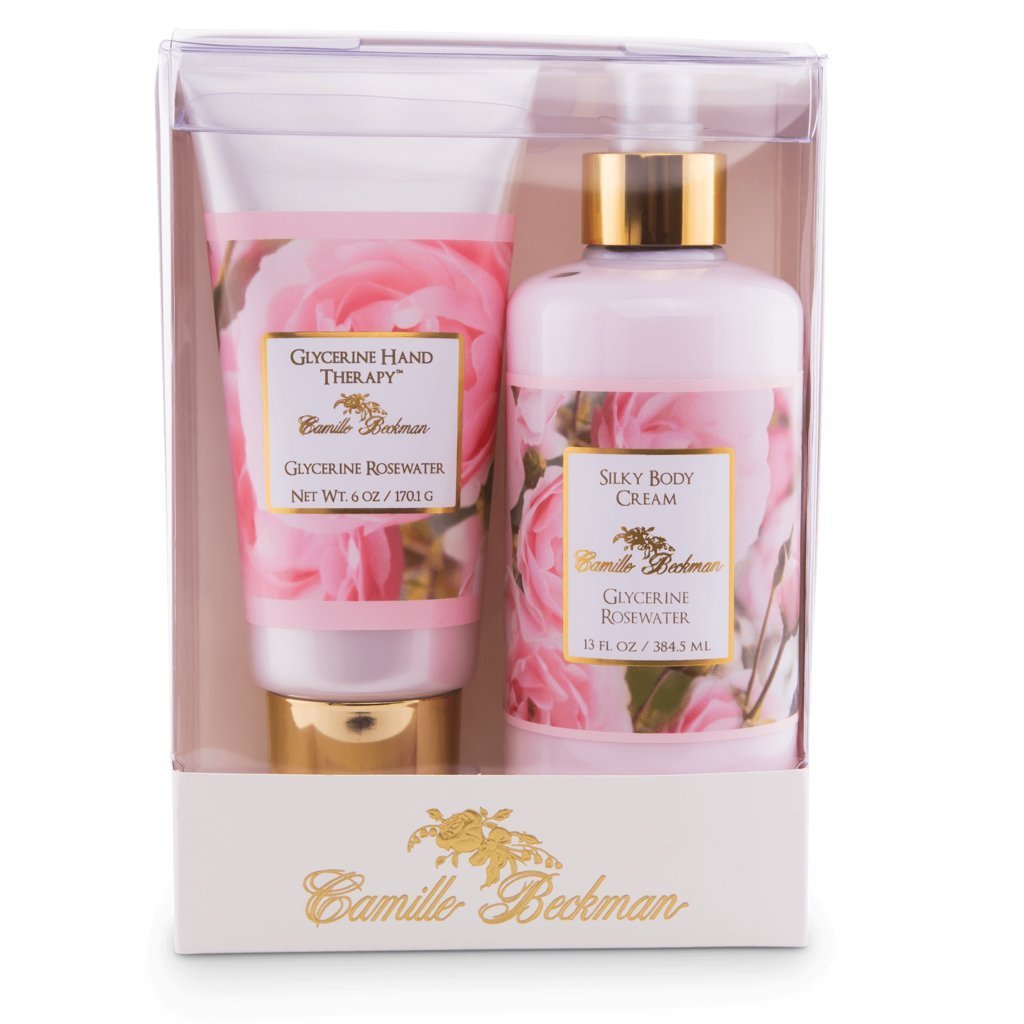 Camille Beckman Hand and Body Duet Set, Silky Body and Glycerine Hand Cream, Glycerine Rosewater