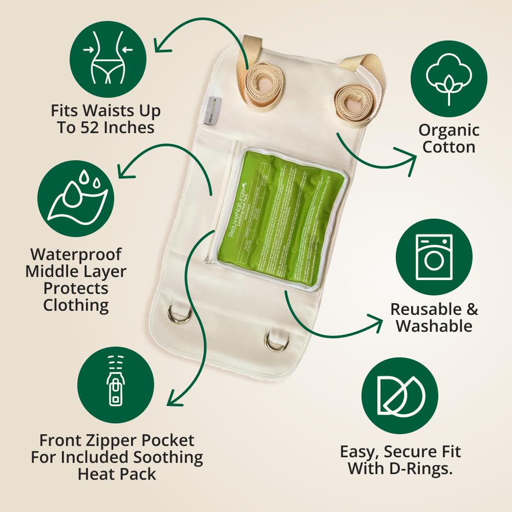 Castor Oil Pack - 8 Piece Complete Kit. Includes 16oz Glass Bottle of Organic Castor Oil, Easy to use Organic Cotton Compress with Adjustable Fit, 5 Soft Cotton Pads & Soothing Heat Pack..