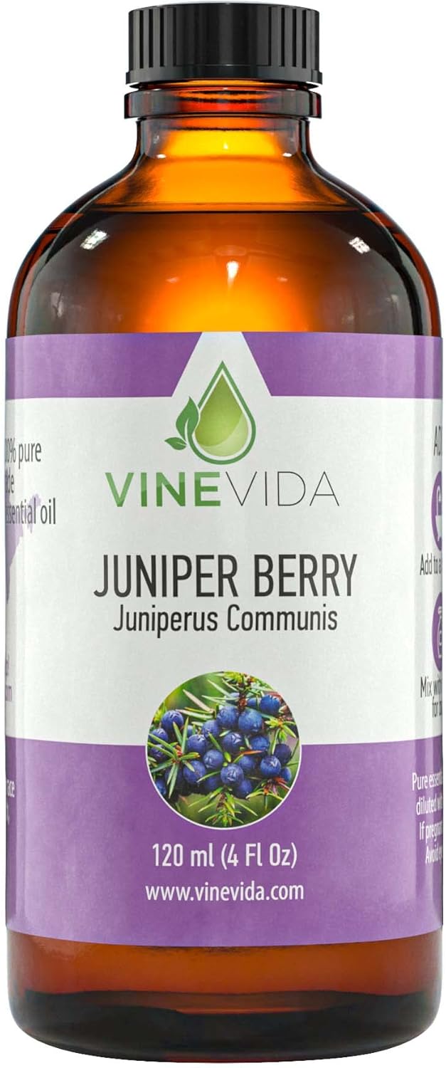 VINEVIDA Juniper Berry Essential Oil 4 oz - Undiluted Juniper Berry Oil 4 oz - Juniper Berry Candle Oil Scent - DIY Candle Scents for Candlemaking - Bulk Essential Oil for Soap Making Safe for Skin