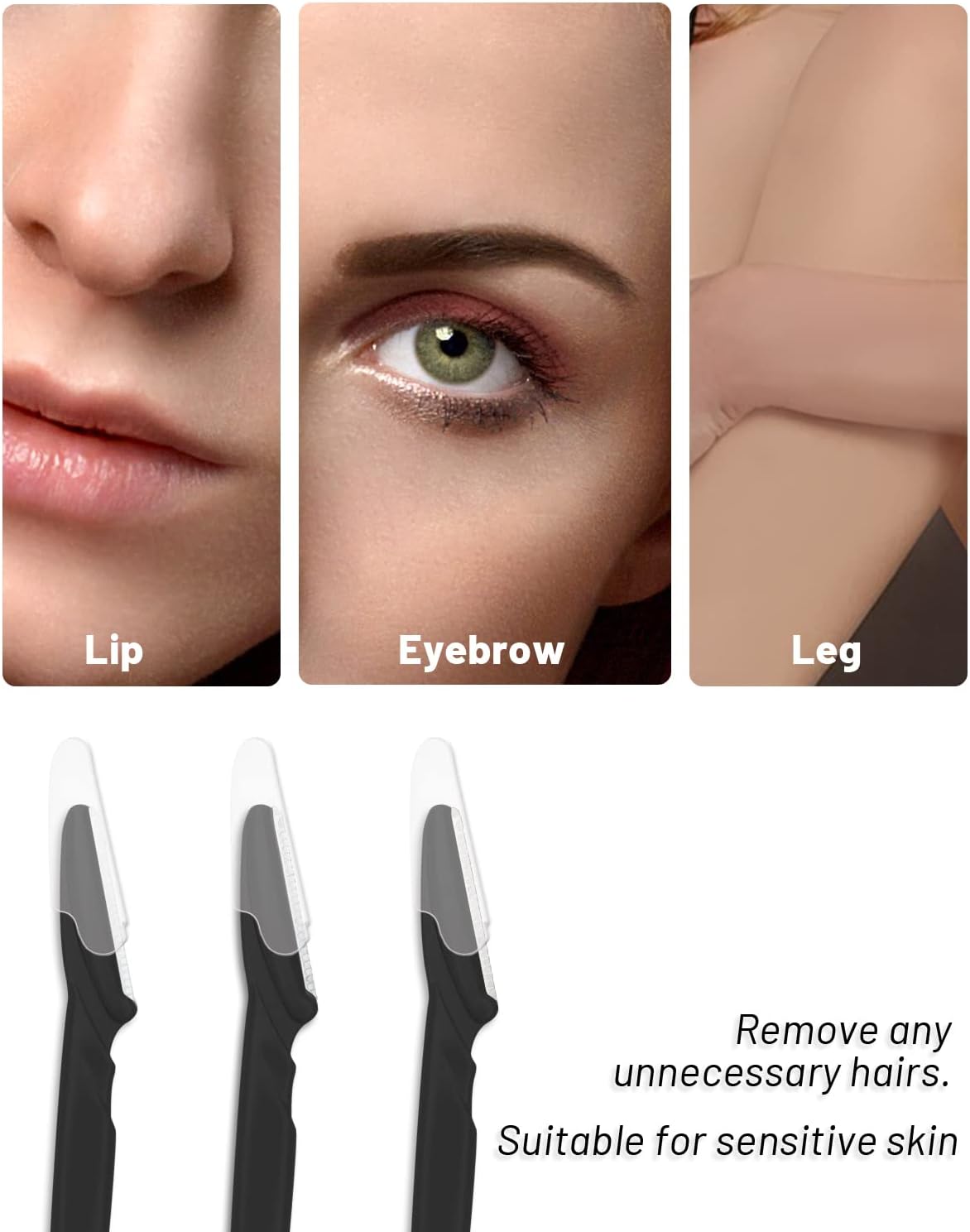 MoHern Dermaplaning Tool for Face, 30 Pcs Dermaplane Razor for Face, Multipurpose Face Razors for Women and Men, Black