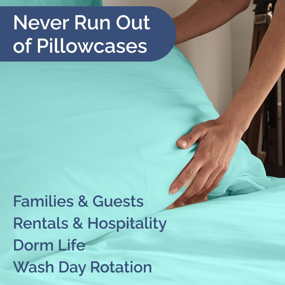 Standard Pillow Cases Set of 8 - Ultra Soft Hotel Quality Pillowcase Covers - Comfy, Cozy & Wrinkle Free - Shrink, Stain & Fade Resistant - Machine Washable Pillow Protectors - 8 Piece Set - Spa Blue