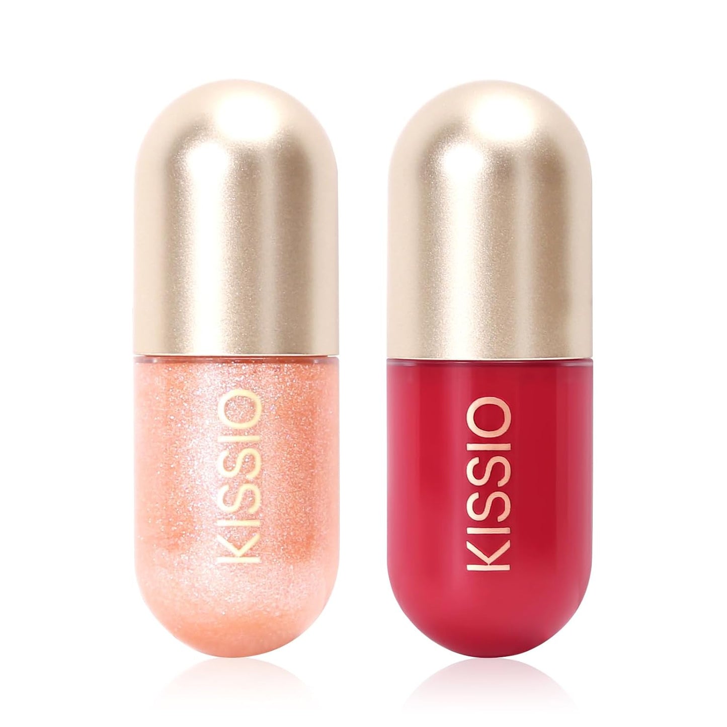 KISSIO Lip Plumper Set,Plumping,Moisturizing and Shimmer,Plumping Lip Gloss,Beauty Lips,01#Lemonade and 05#Dogwood