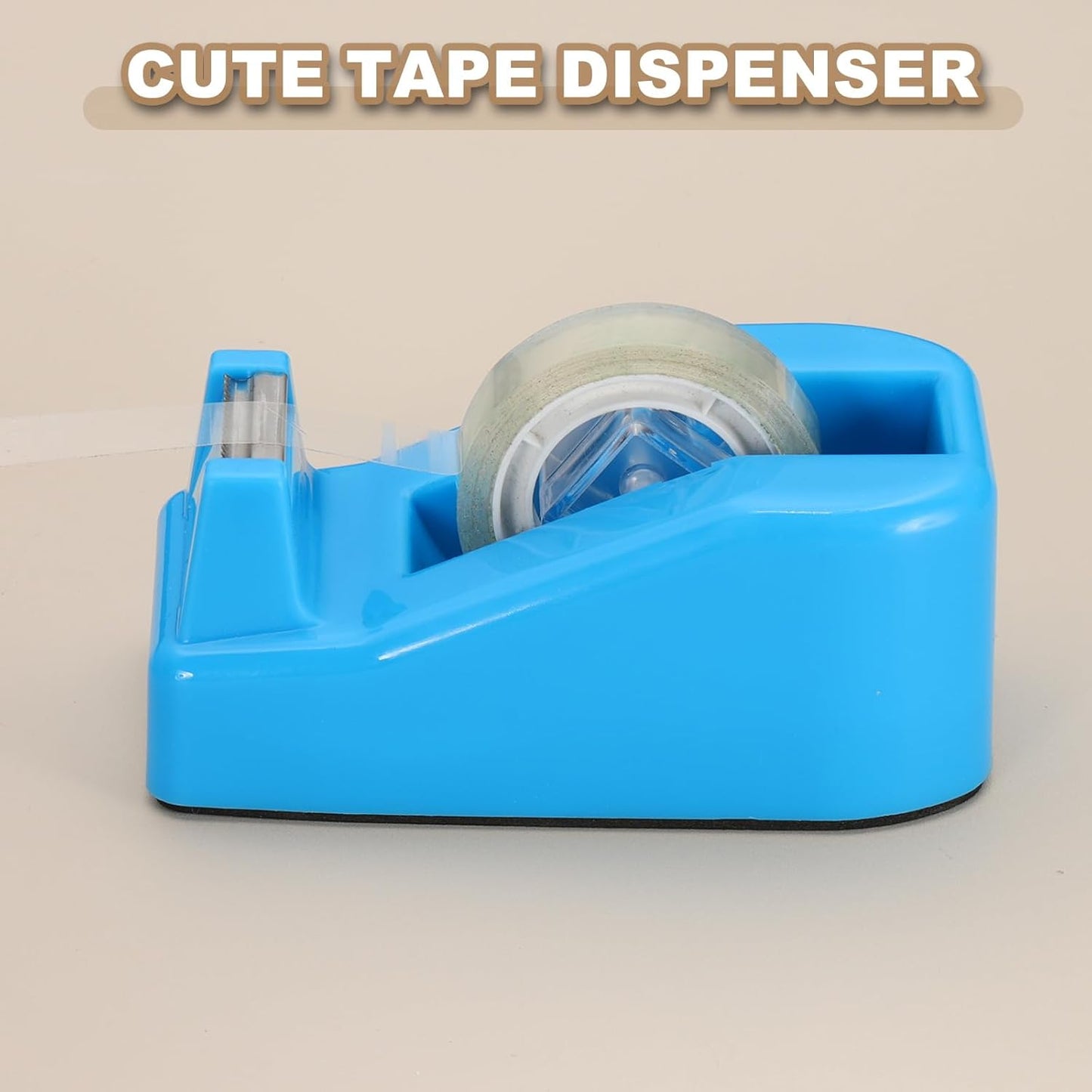 PATIKIL 2pcs Tape Dispenser Desk, Small Tape Dispenser Cute Desktop Dispenser Holder for Tape Office Desktop, Blue Pink