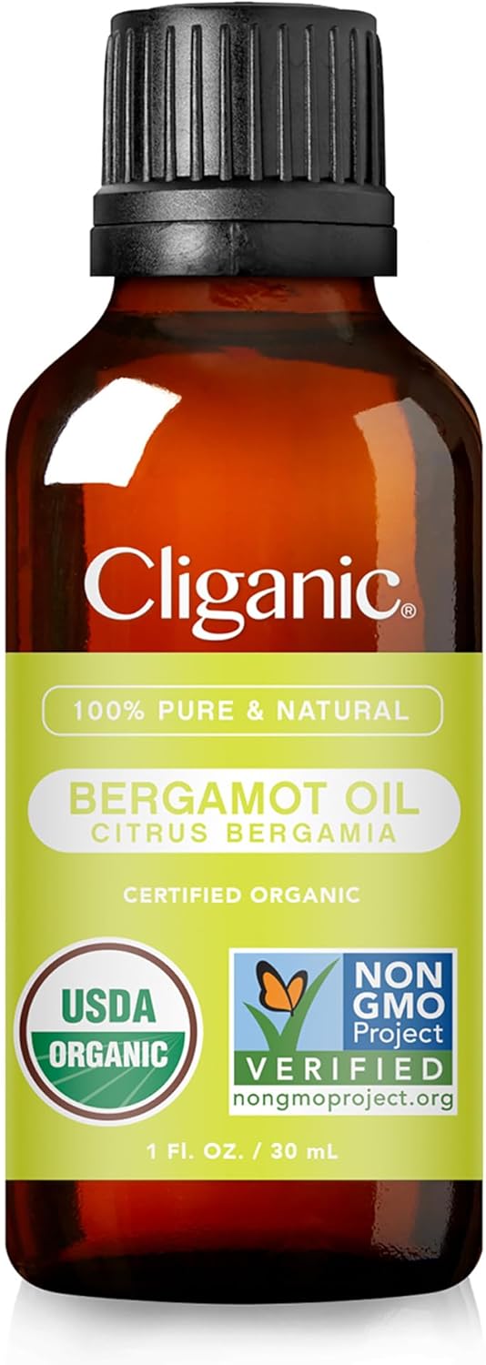 Cliganic Organic Bergamot Essential Oil, 100% Pure Natural for Aromatherapy | Non-GMO Verified (Packaging May Vary)